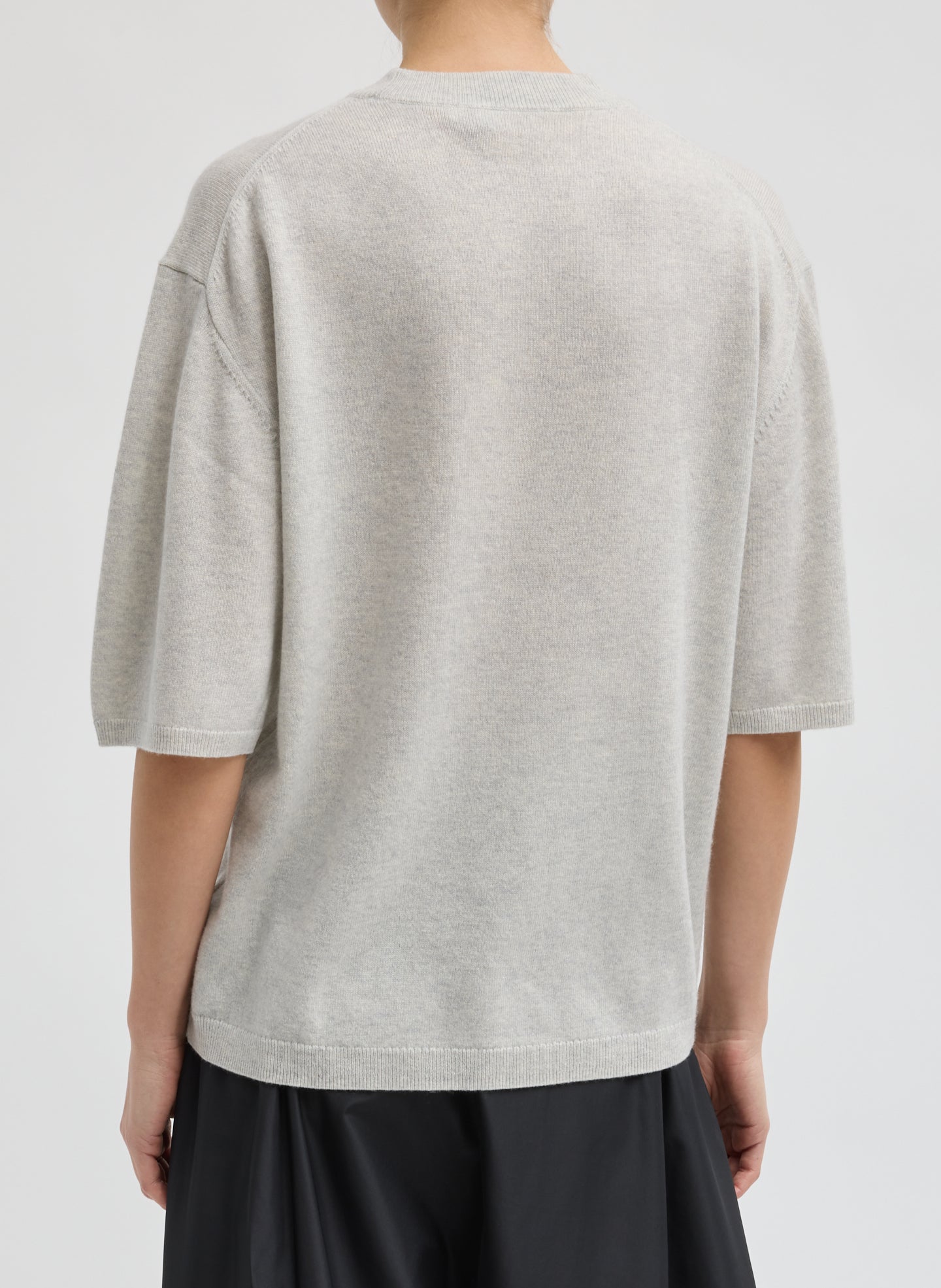Light Grey Washable Cashmere Oversized Easy T-Shirt - back view on model