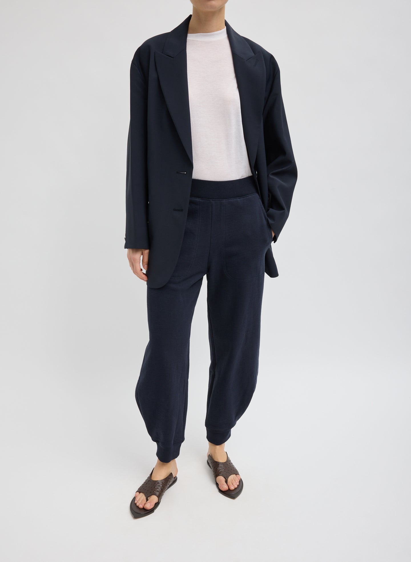 Tropical Wool Liam Blazer - Navy Tropical Wool Liam Blazer - oversized blazer, front view on model