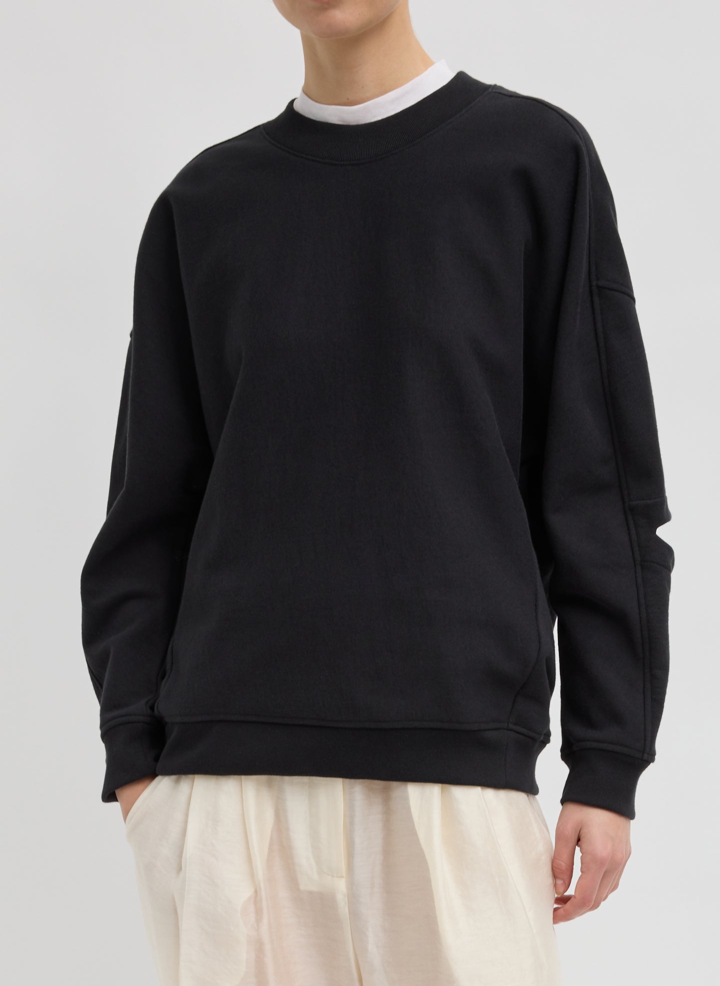 Black Cocoon Crewneck Sweatshirt - front view on model