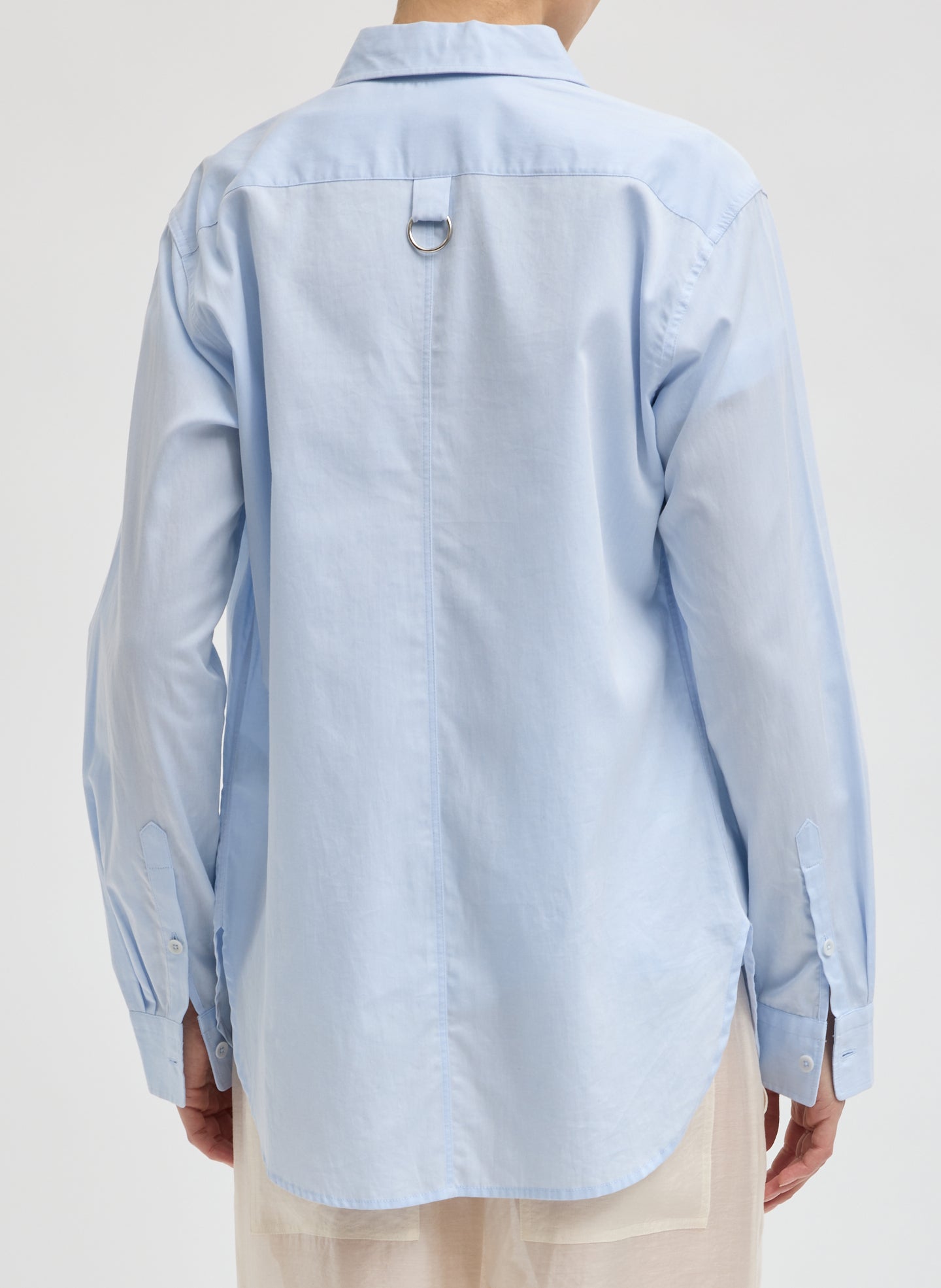 Light Blue Charlie Men's Slim Shirt - button down top, back view on model