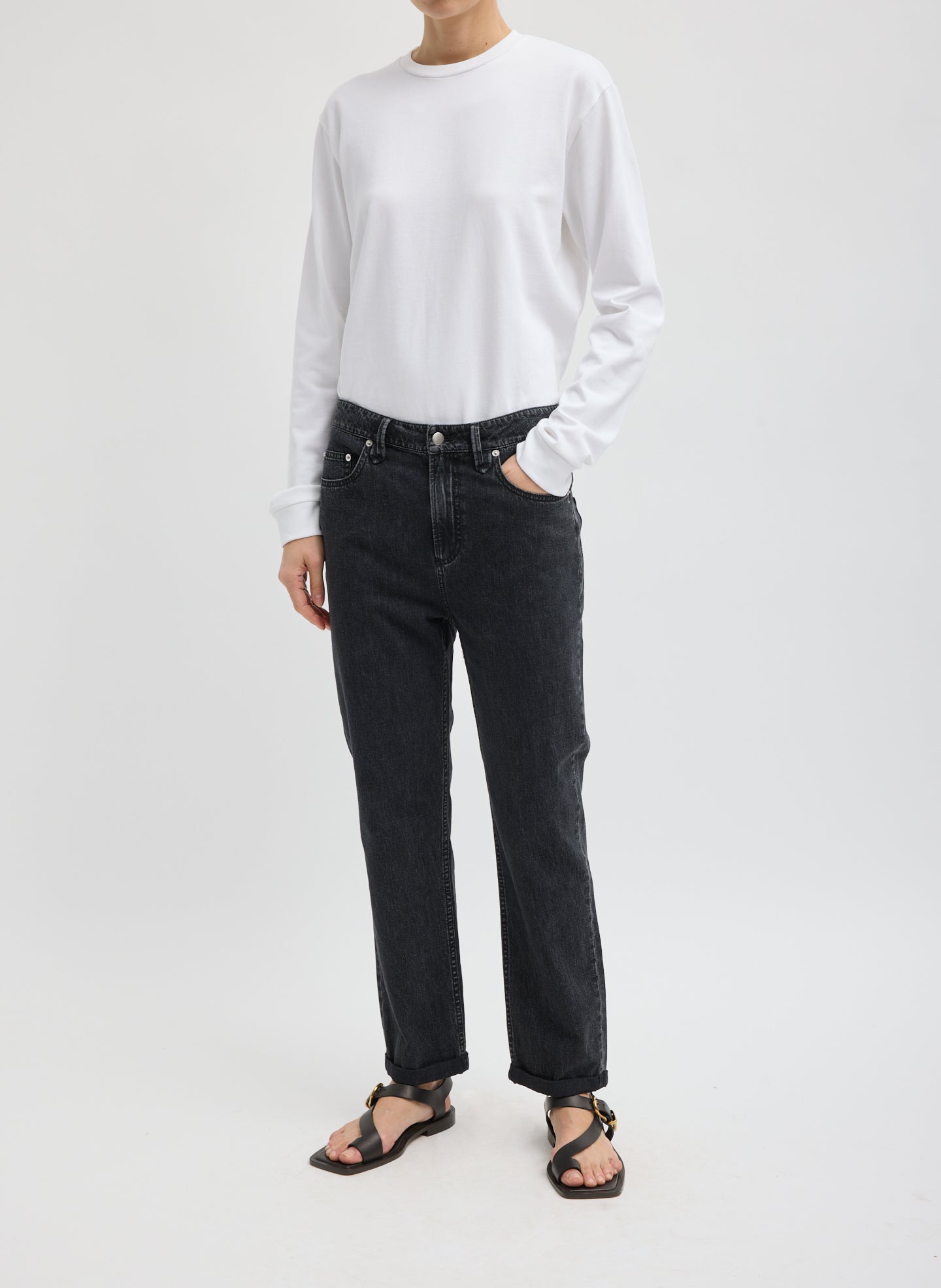 Mou Denim Clift Jean - Black Mou Denim Clift Jean - slim fit jean, front view on model