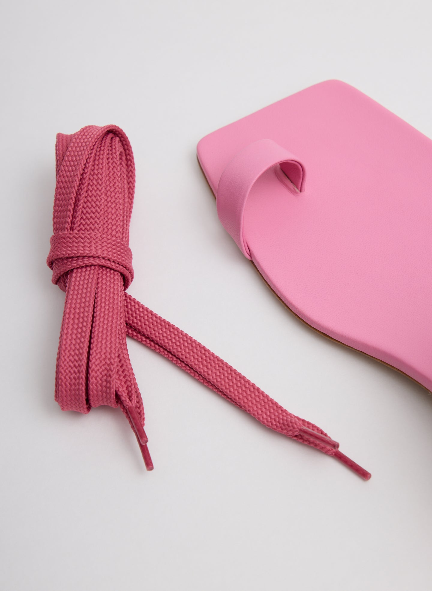 Pink Ali Lace-Up Short Sandal - closeup of alternate shoe laces