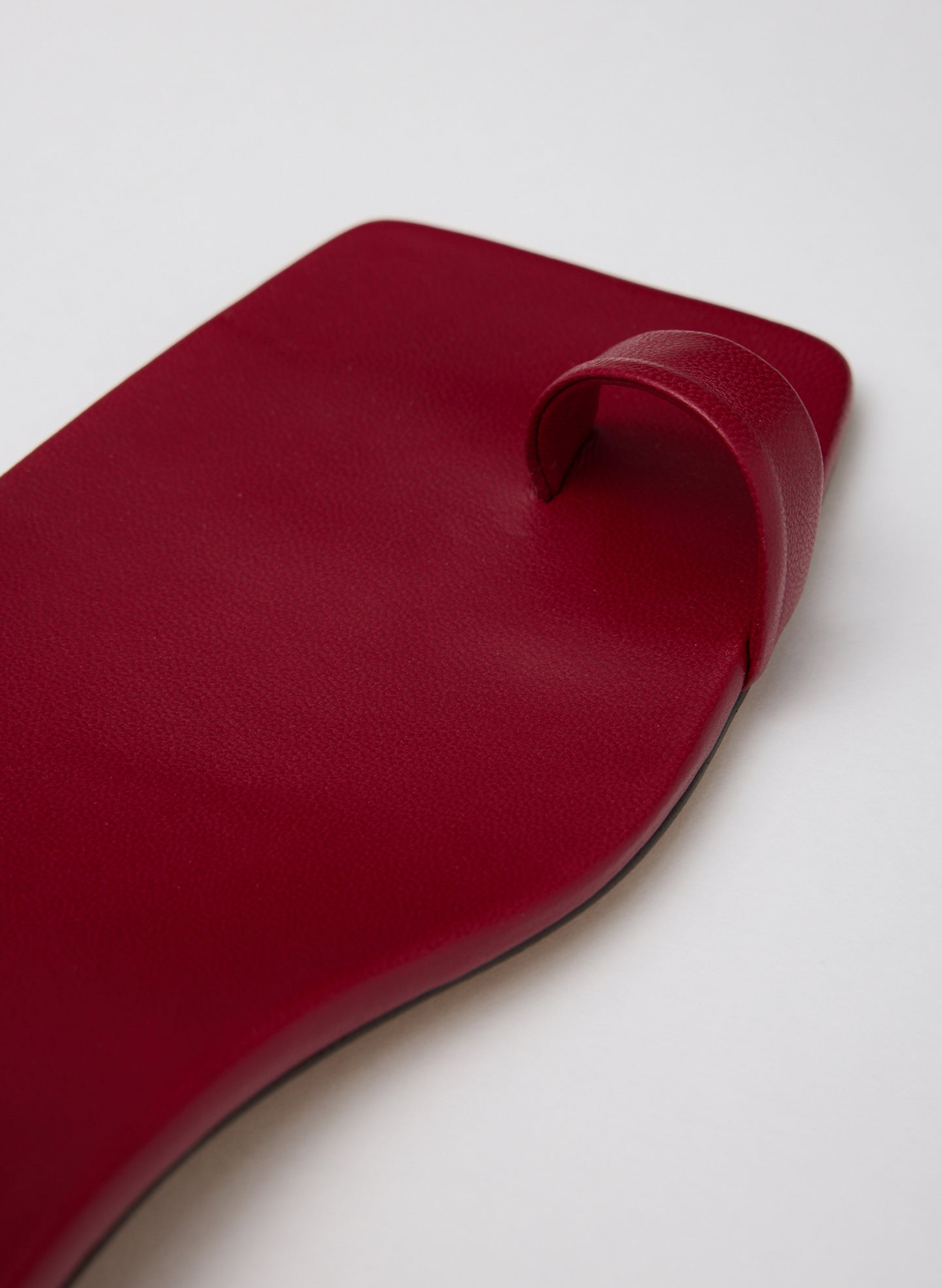 Cherry Red Ali Lace-Up Short Sandal -closeup of toe loop