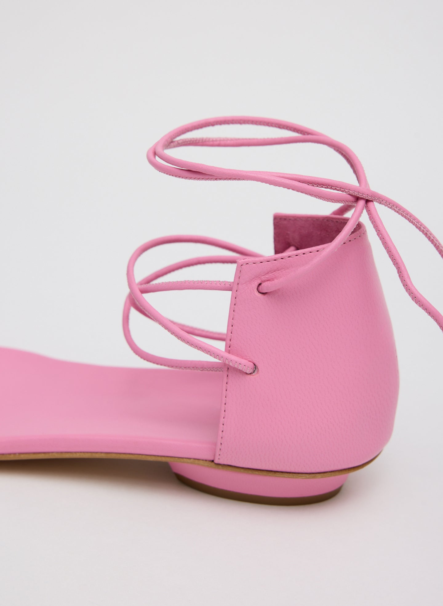 Pink Ali Lace-Up Short Sandal - closeup of lace up detail