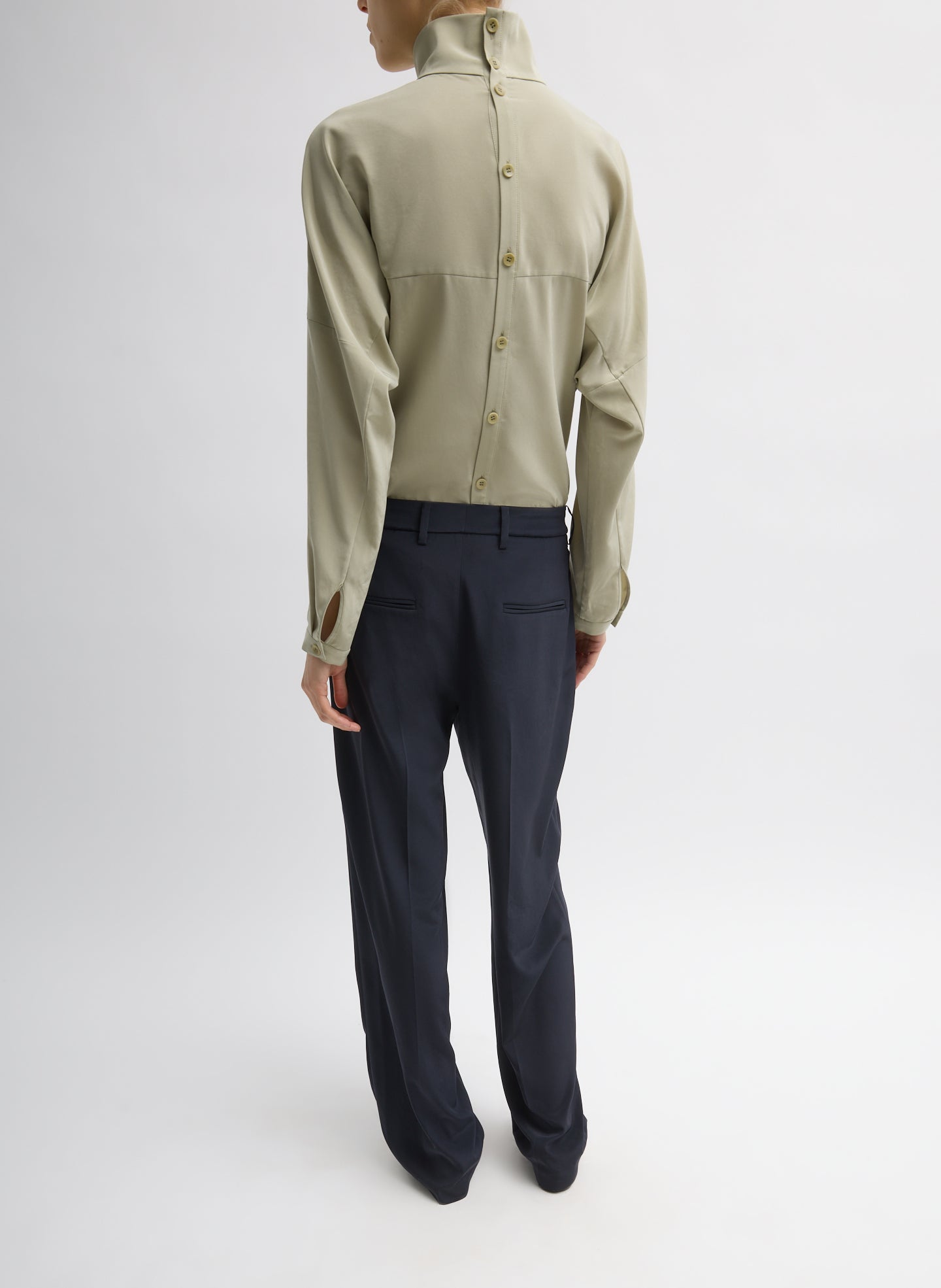 Navy Relaxed Suiting Derrick Men's Trouser - pleated, back view on model