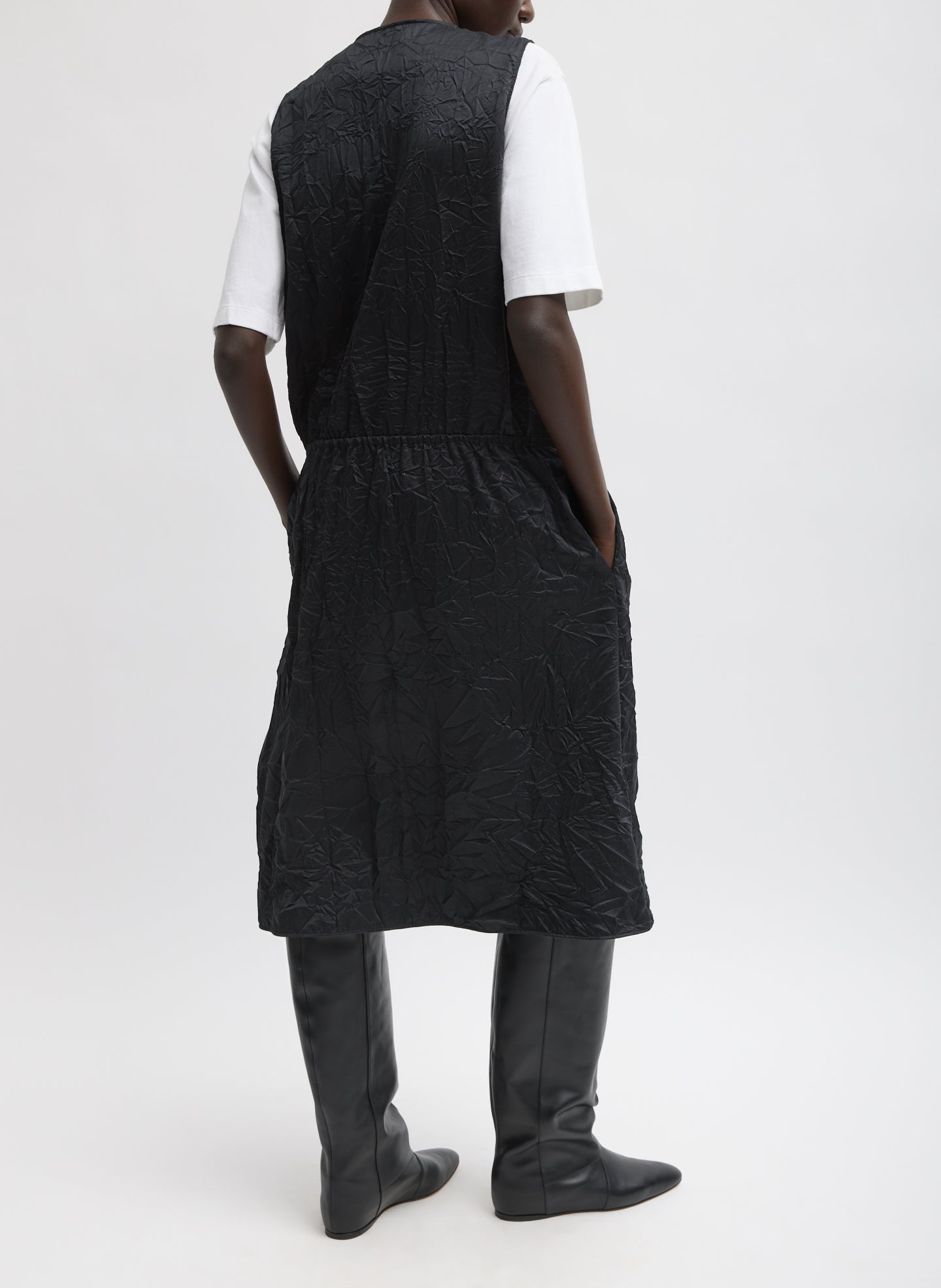 Black Tech Crush Wrap Dress - back view on model