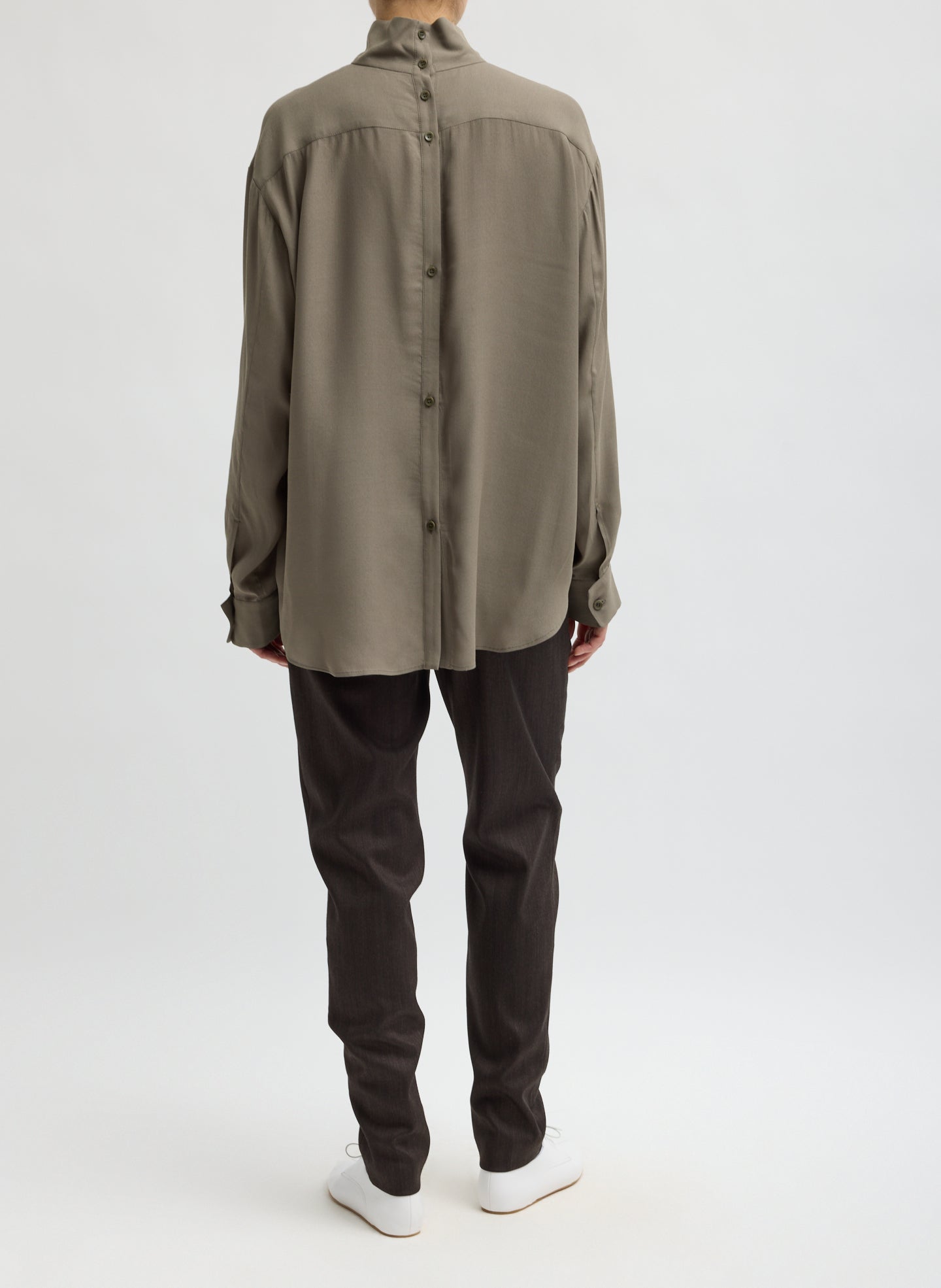 Brown Herringbone Suiting Marcus Slim Trouser - back view on model