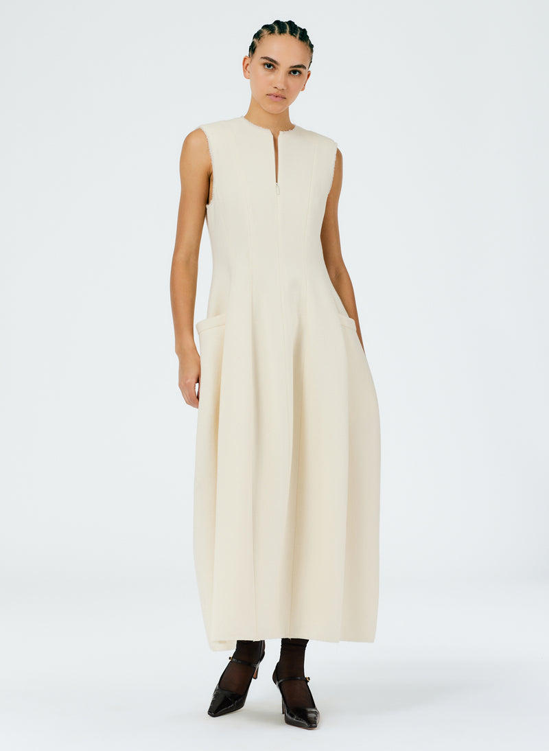 Melee Crepe Dress Ivory-1