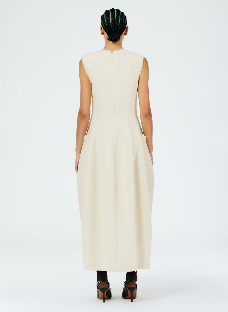 Melee Crepe Dress Ivory-5