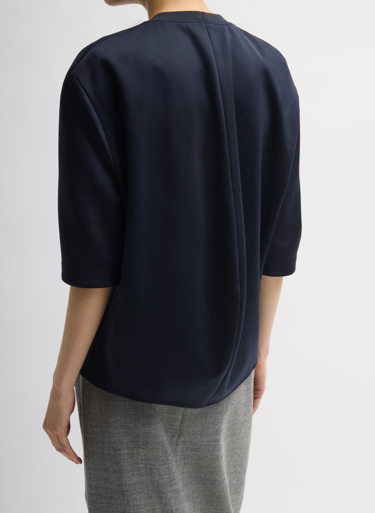 Navy Active Knit Raglan Top - oversized fit, back view on model