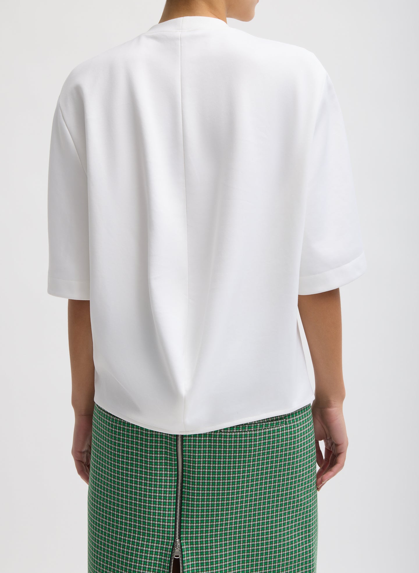 White Active Knit Raglan Top - oversized fit, back view on model