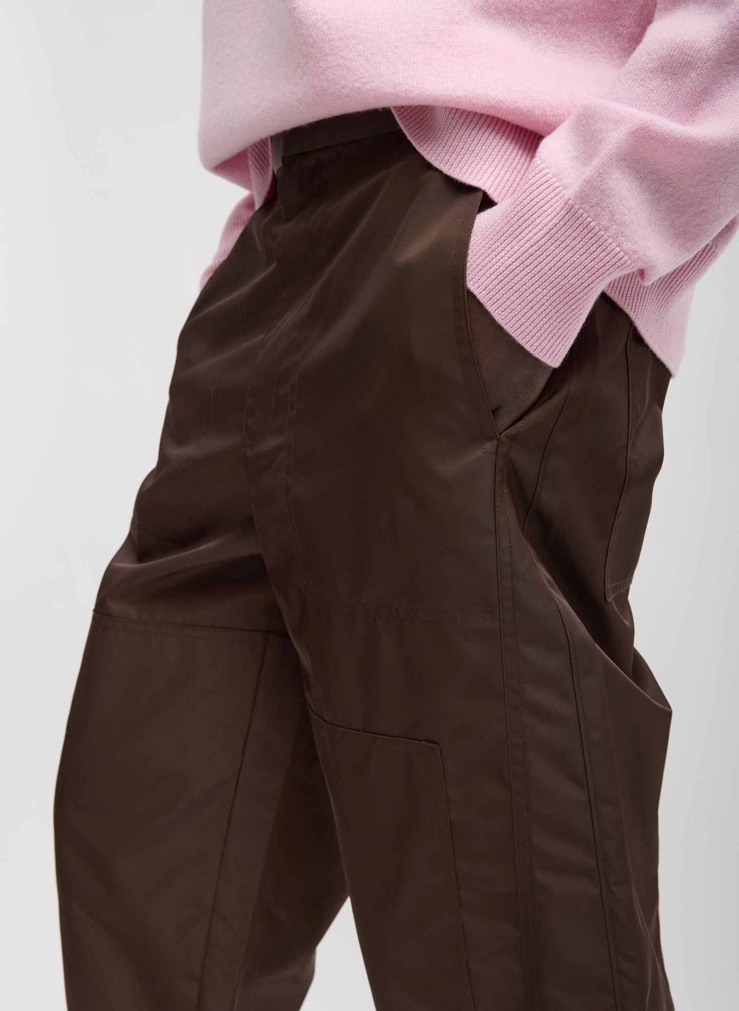 Brown Eco Nylon Colt Trouser - closeup of side detail