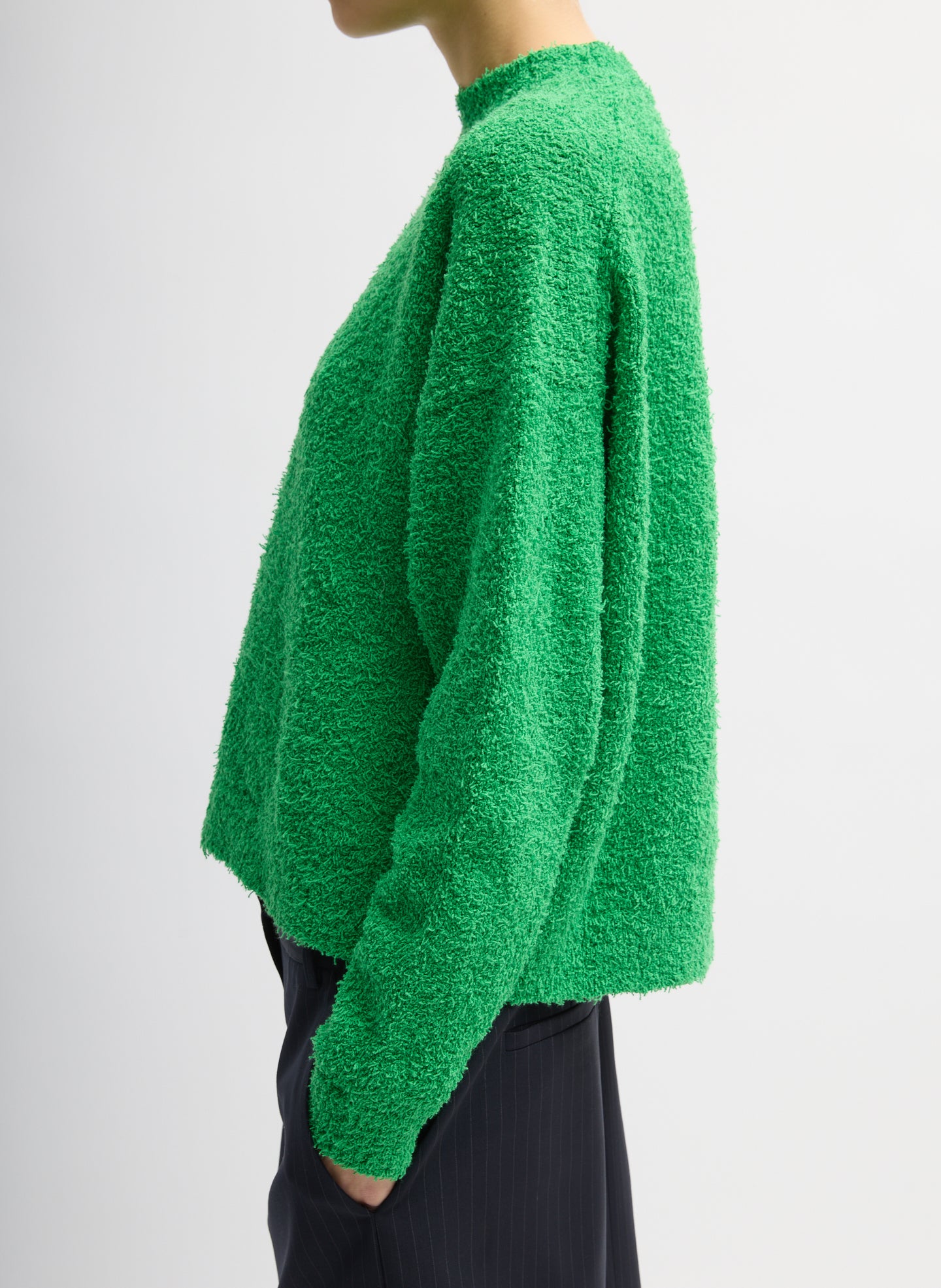 Green Serviette Crewneck Easy Pullover - side view on model