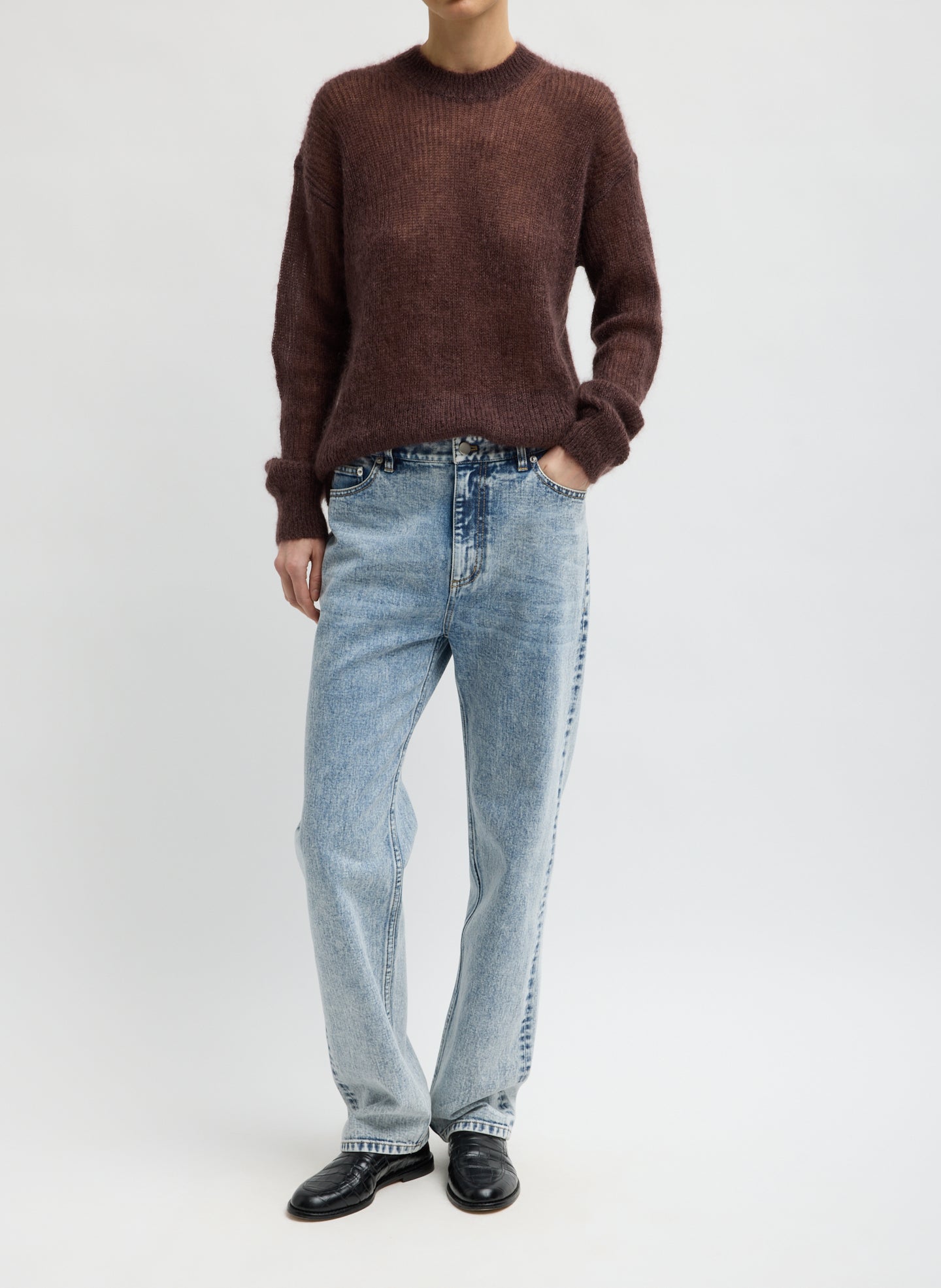 Acid Wash Denim Charlotte Jean - light washed, straight leg, front view on model