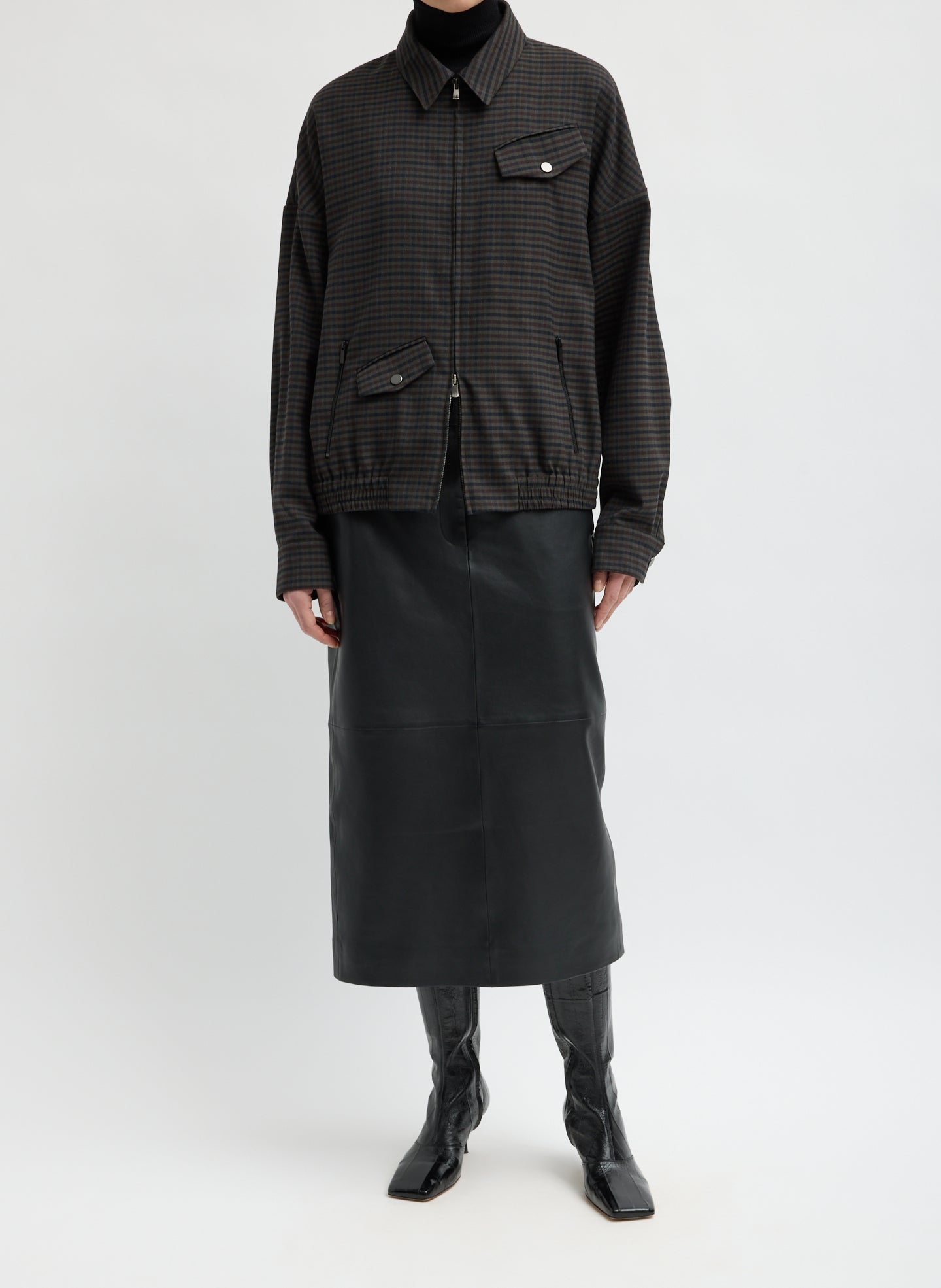 Cedric Suiting Plaid Bomber Jacket - front view on model