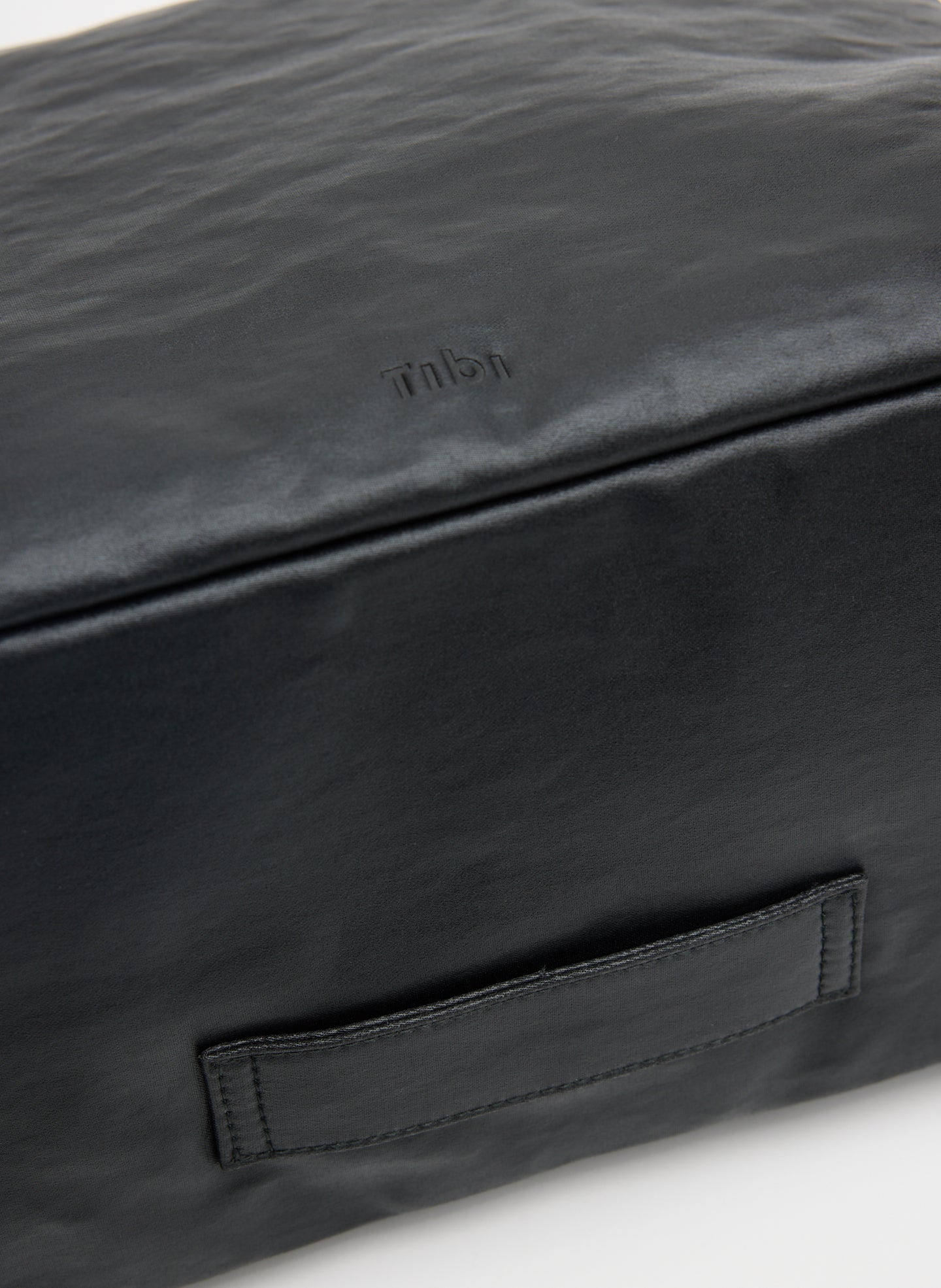 Black Nylon Canvas Pouch - closeup of strap at bottom