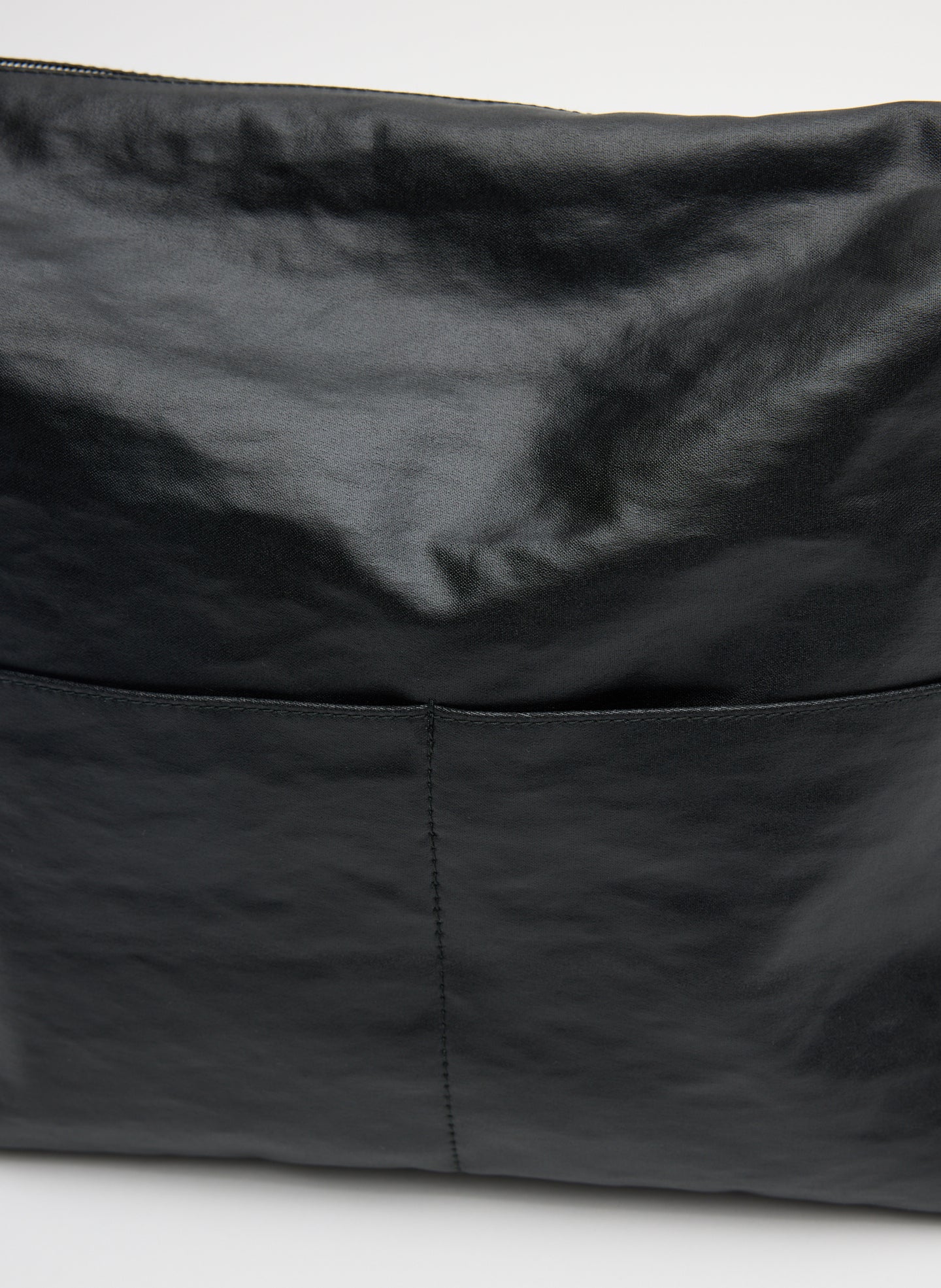 Black Nylon Canvas Pouch - closeup of front pocket details