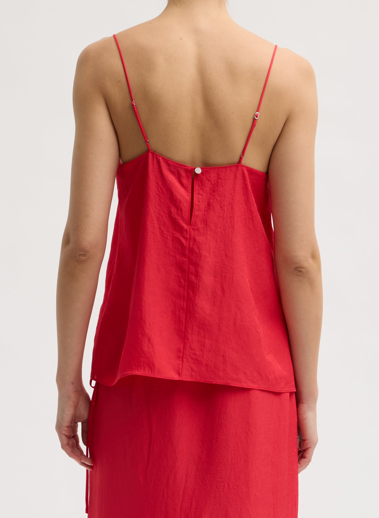 Red Summer Slip Cami - back view on model