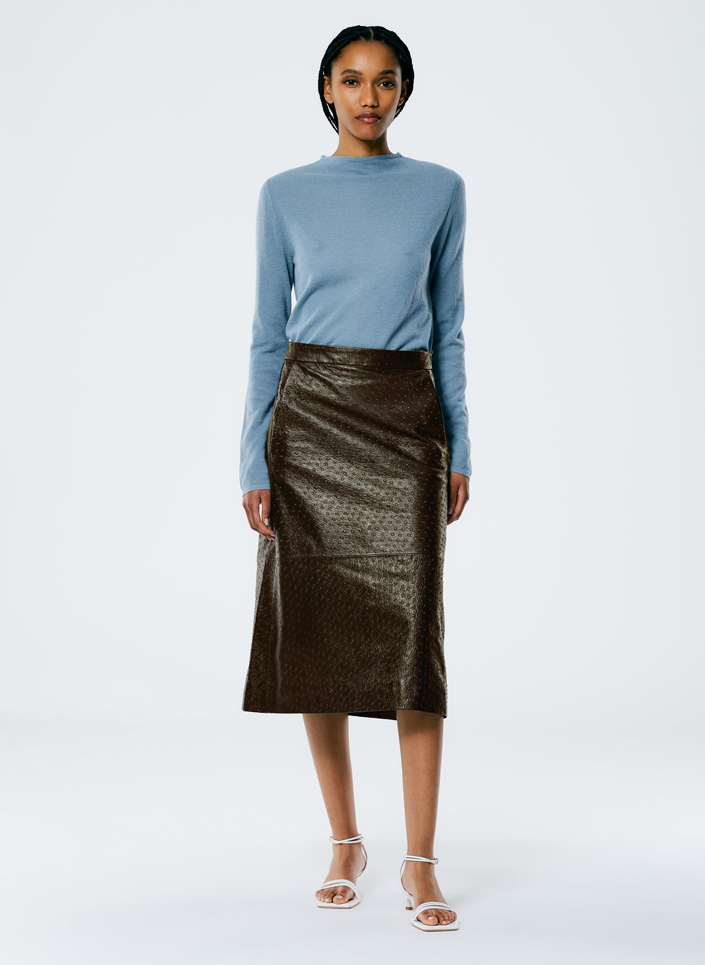 Ostrich Leather A-Line Skirt