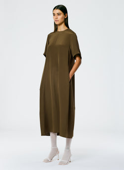 4 Ply Silk T-Shirt Dress Wood-3