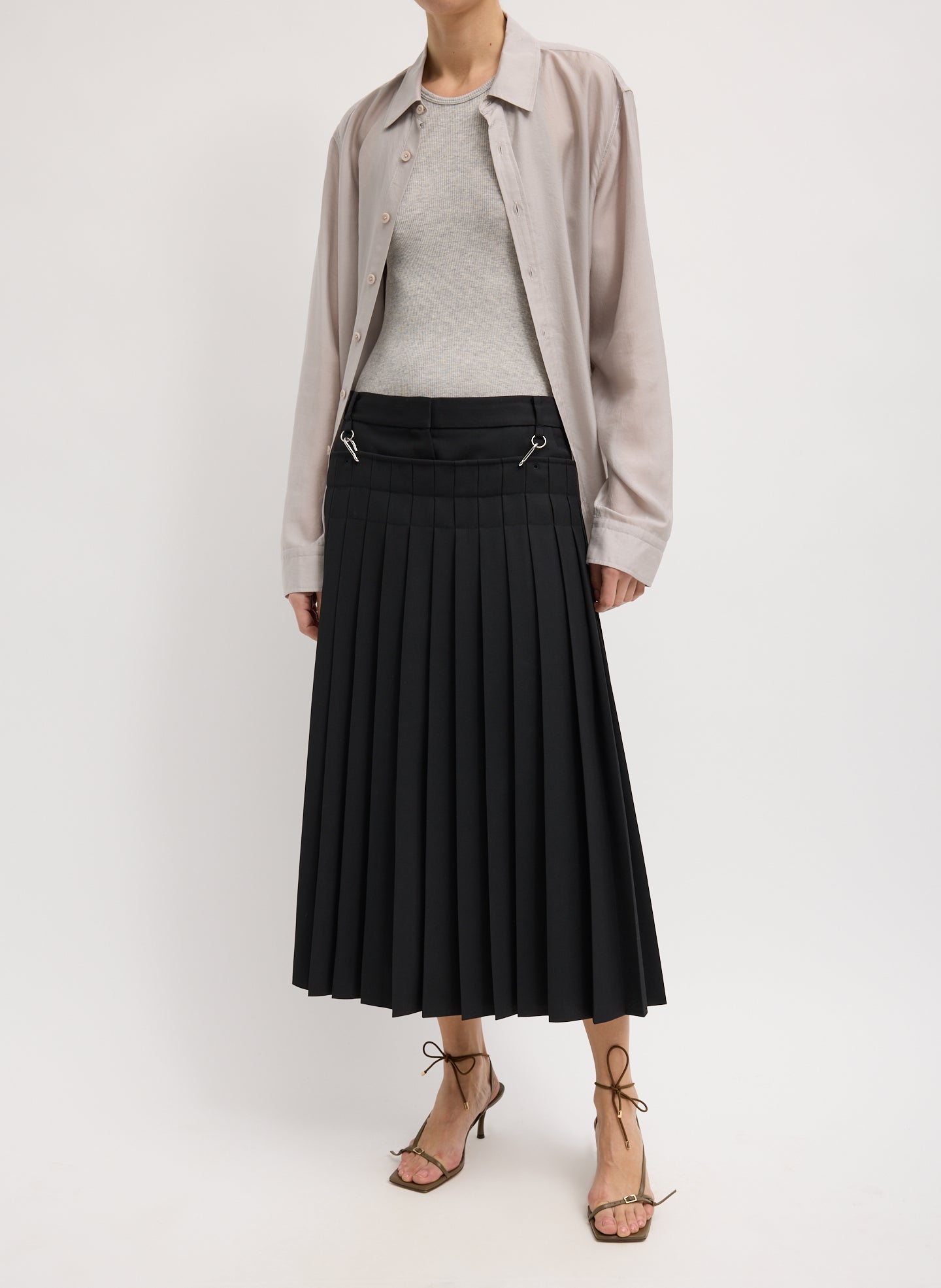 Grain De Poudre Convertible Pleated Skirt - Black-1
