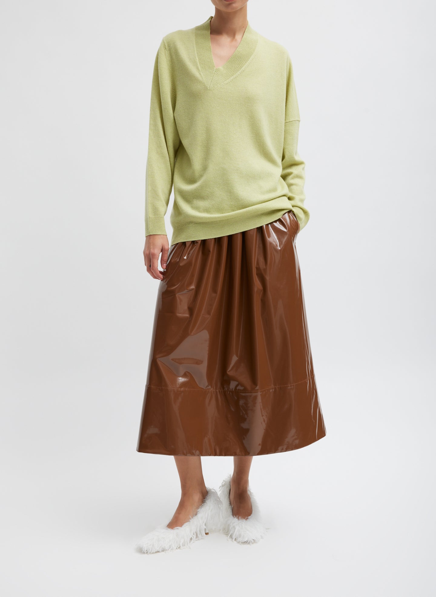 1050~V Neck Cashmere Maxi Pullover