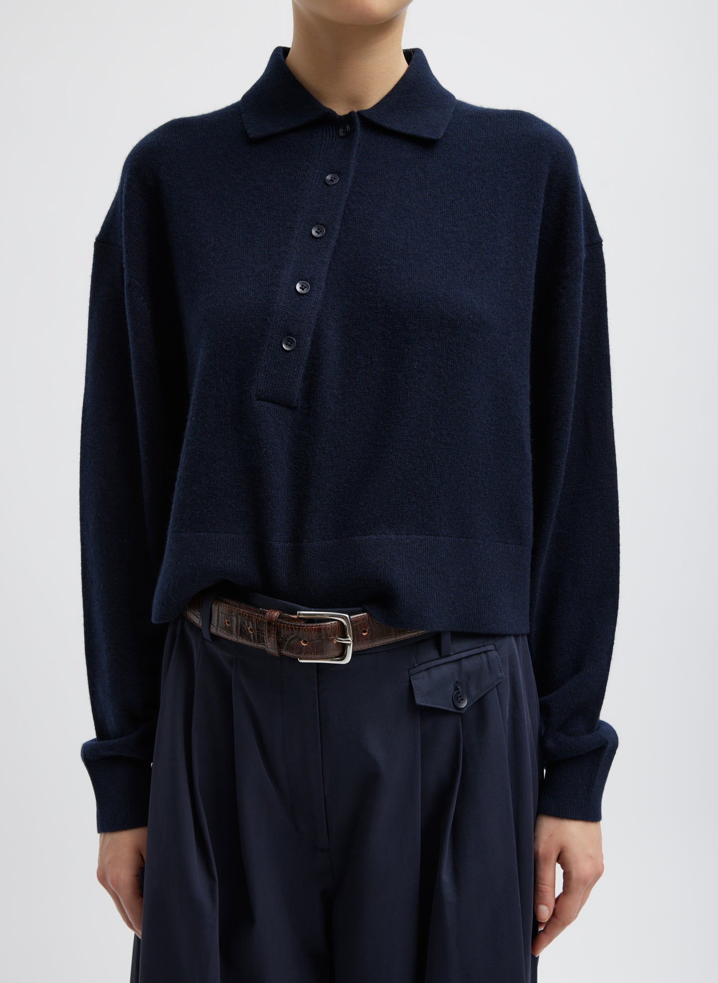 Washable Cashmere Easy Polo Cropped Sweater – Tibi Official