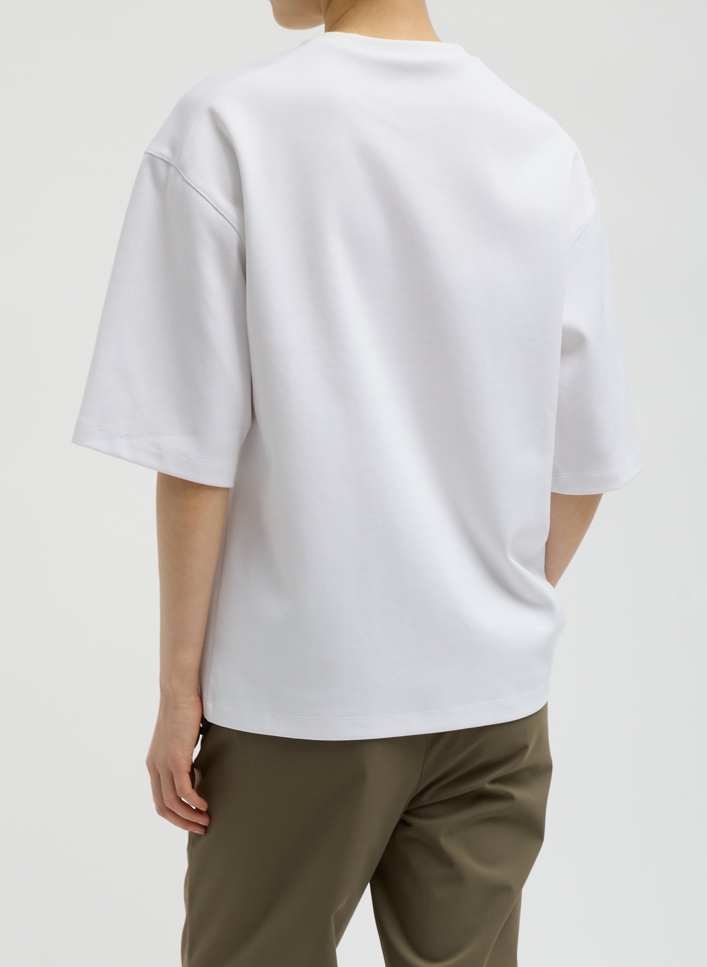 White Active Knit Easy T-Shirt - oversized tee, back view on model