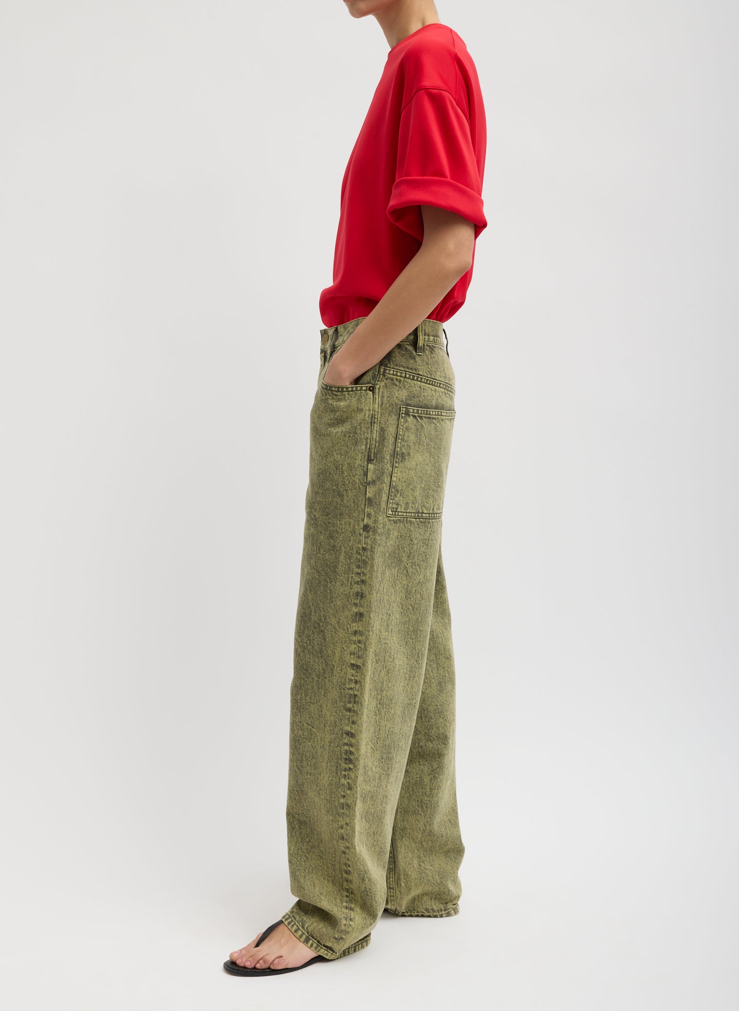 Acid Yellow Lab Washed Denim Dennis Jean - acid wash jeans, side view on model