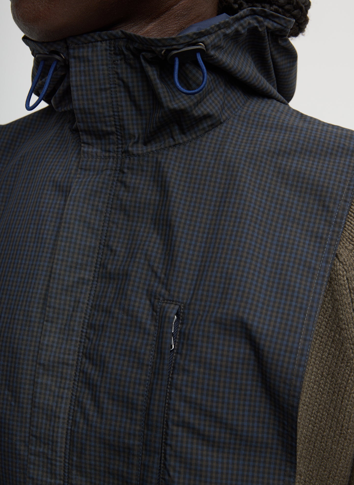 Navy Multi Charles Menswear Trench Hooded Dickie - detail shot