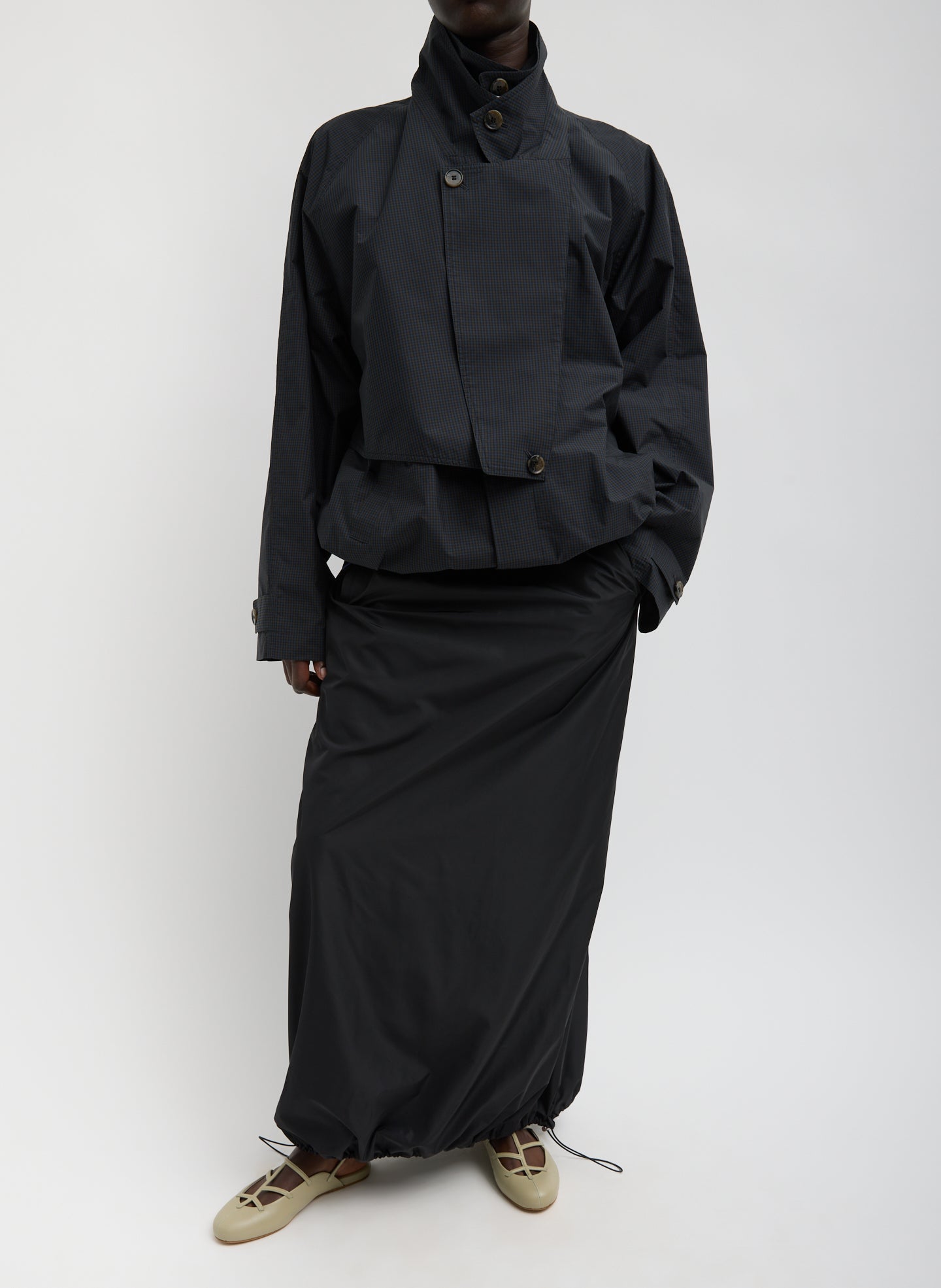 Navy Multi Charles Menswear Trench Anorak - full look, front view on model