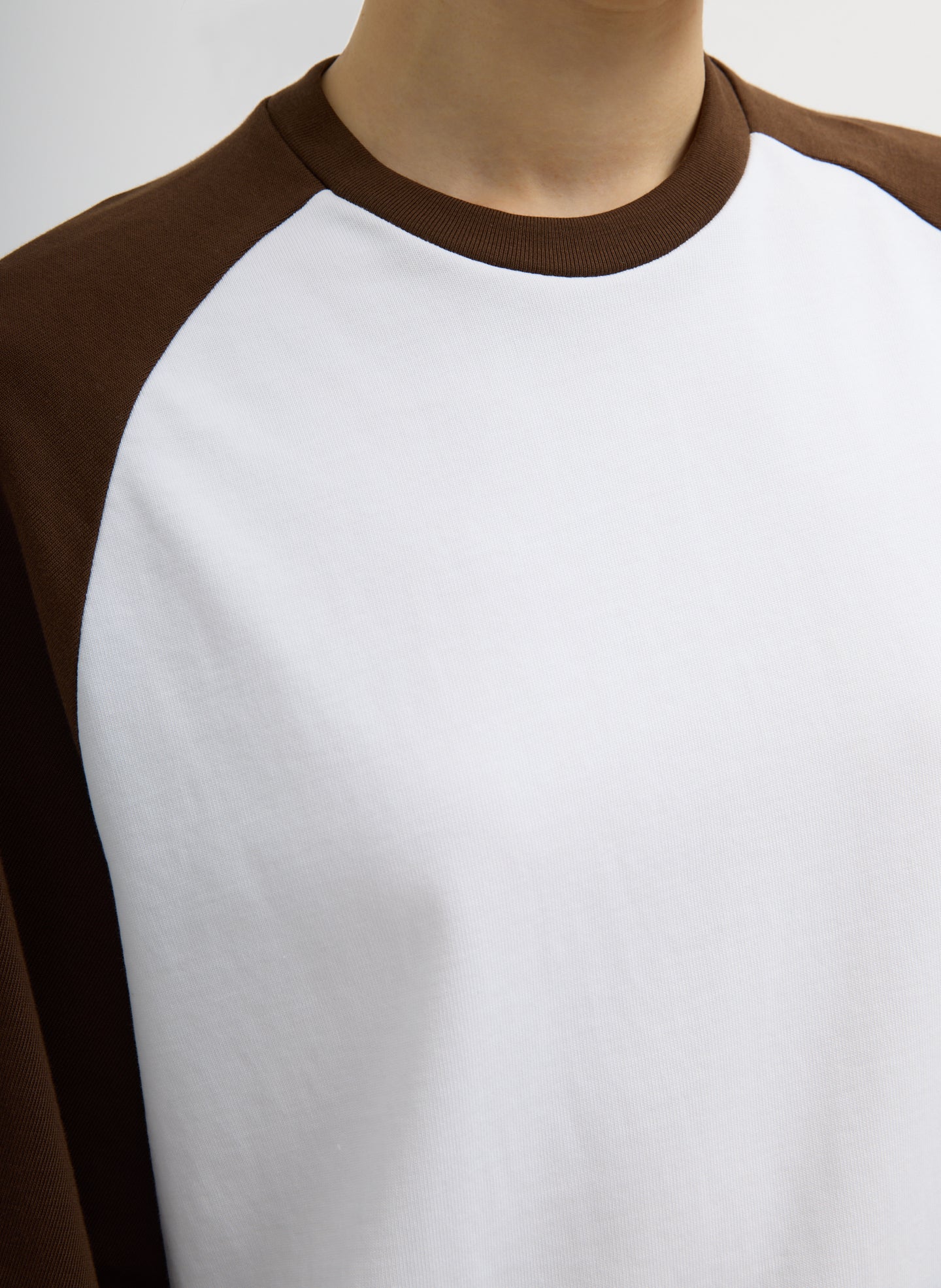 Brown Multi Perfect Baseball T-Shirt - closeup of neckline