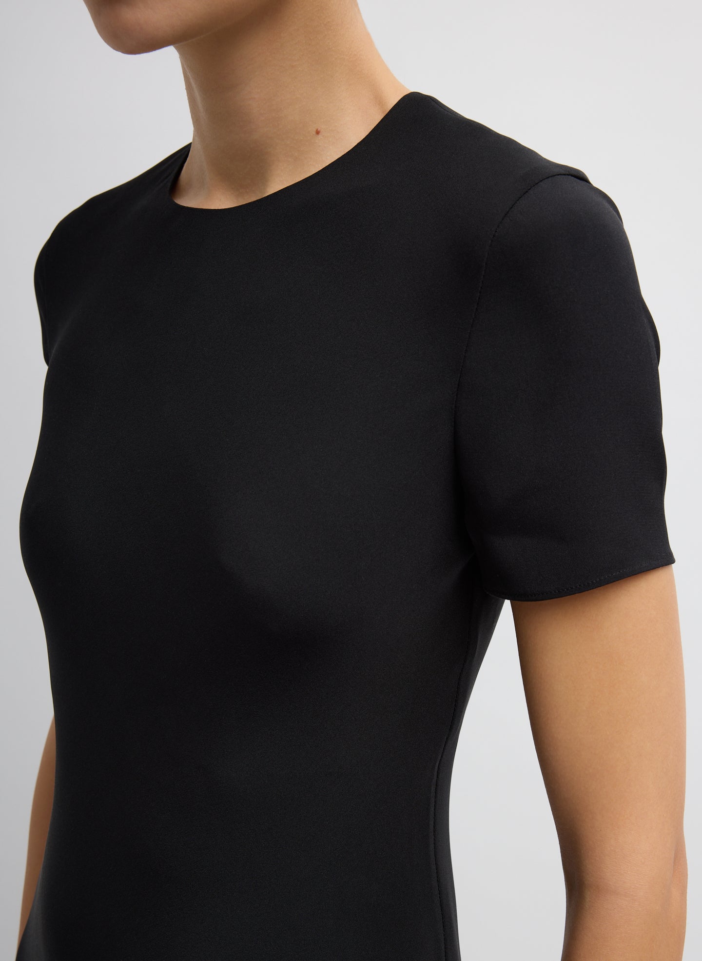 Black 4-Ply Silk Bias Dress - closeup of sleeve detail