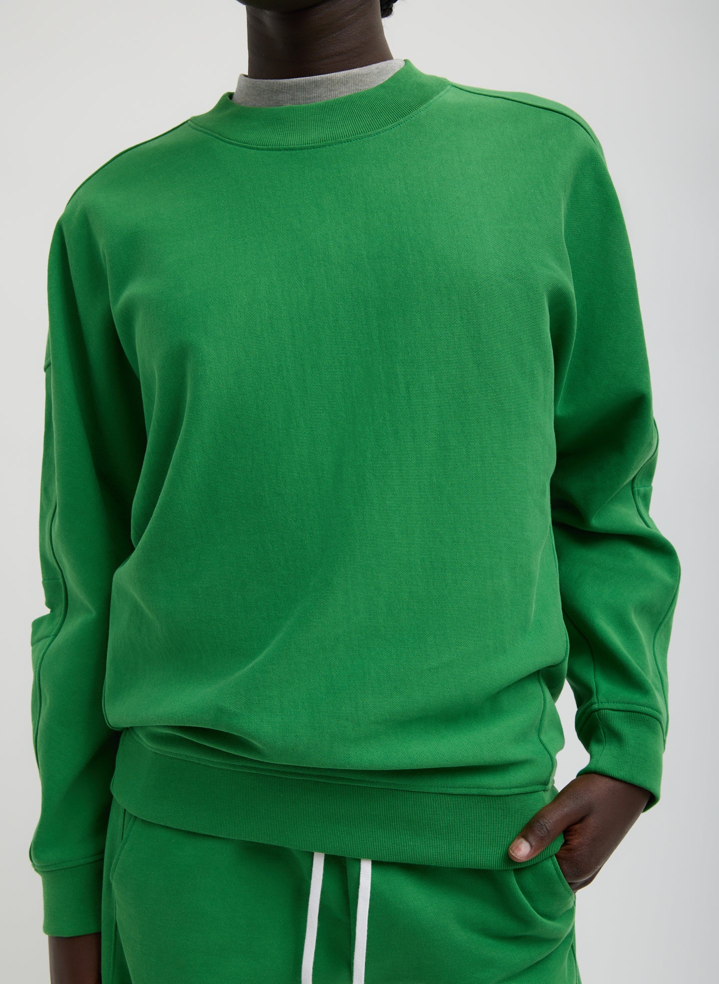 Green Cocoon Crewneck Sweatshirt - front view on model