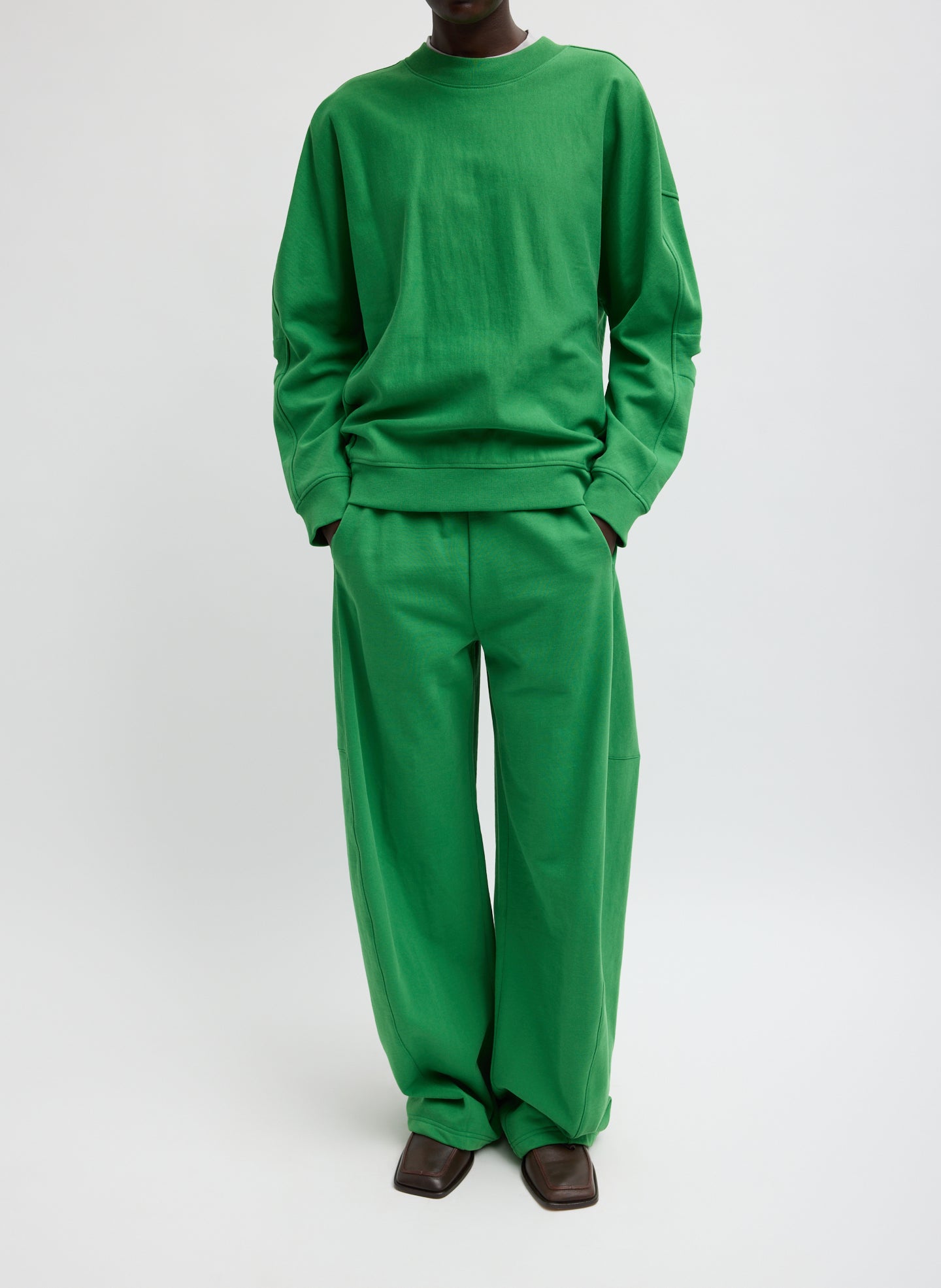 Green Cocoon Crewneck Sweatshirt - full look, front view on model
