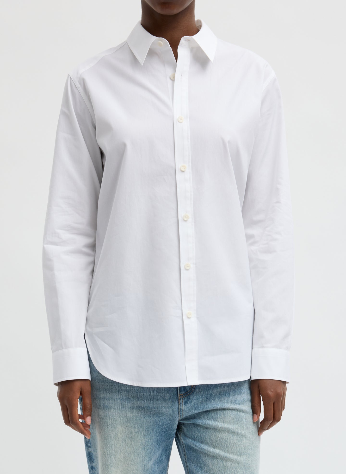 White New Shirting Charlie Men's Slim Shirt - button down shirt, front view on model