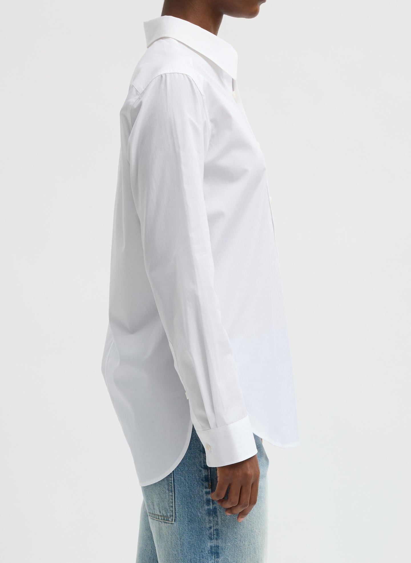 White New Shirting Charlie Men's Slim Shirt - button down shirt, side view on model