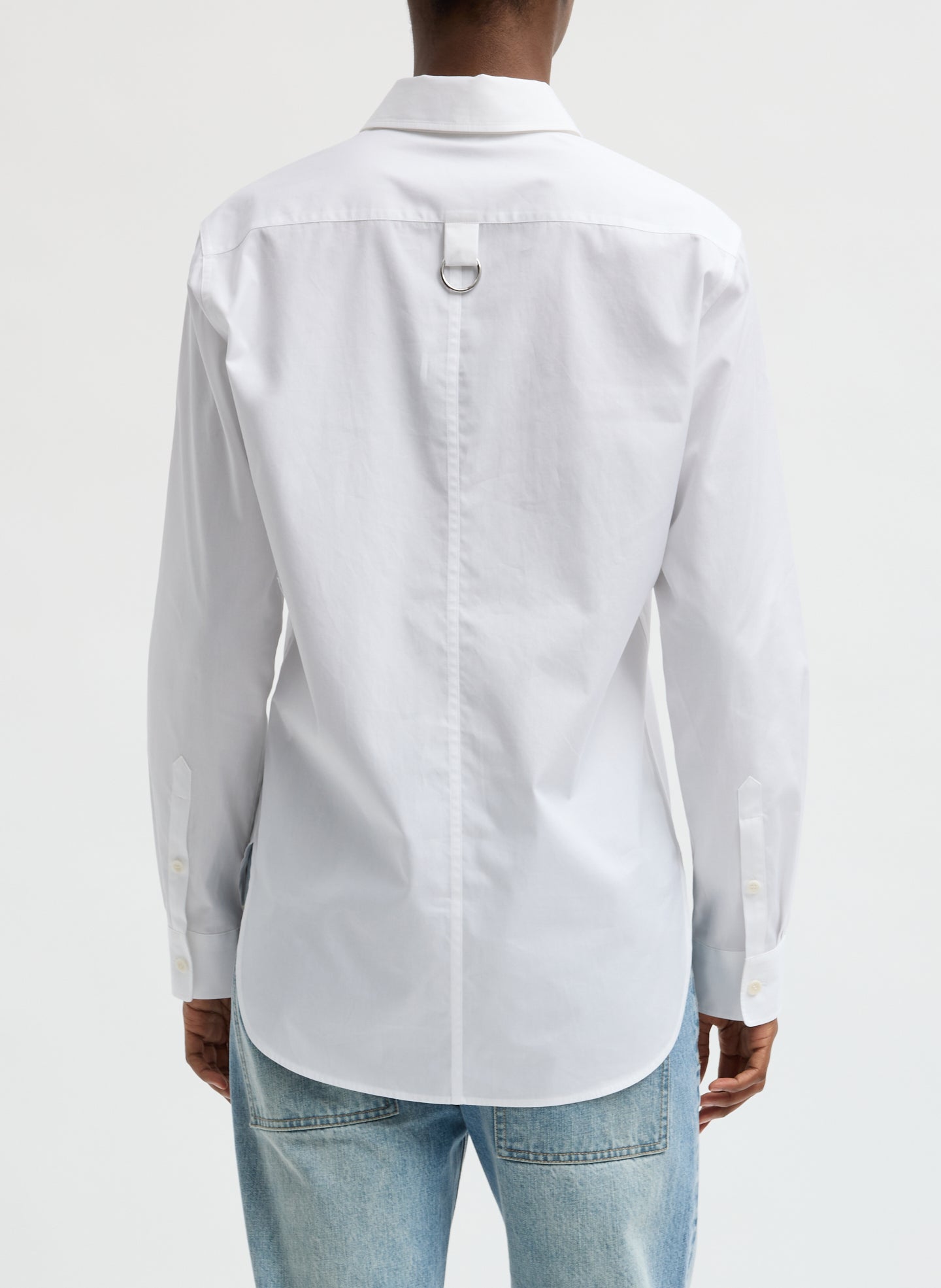 White New Shirting Charlie Men's Slim Shirt - button down shirt, back view on model