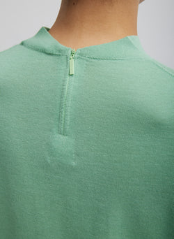 Cashmere Silk Blend Mock Neck Easy Sweater Green Tea-3