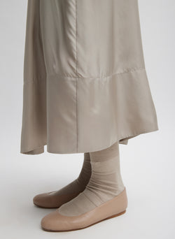 Silk Habutai Circular Seamed Skirt Light Stone-4
