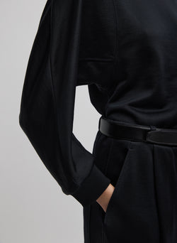 Silk Terry Sculpted Sleeve Slim Sweatshirt Black-5