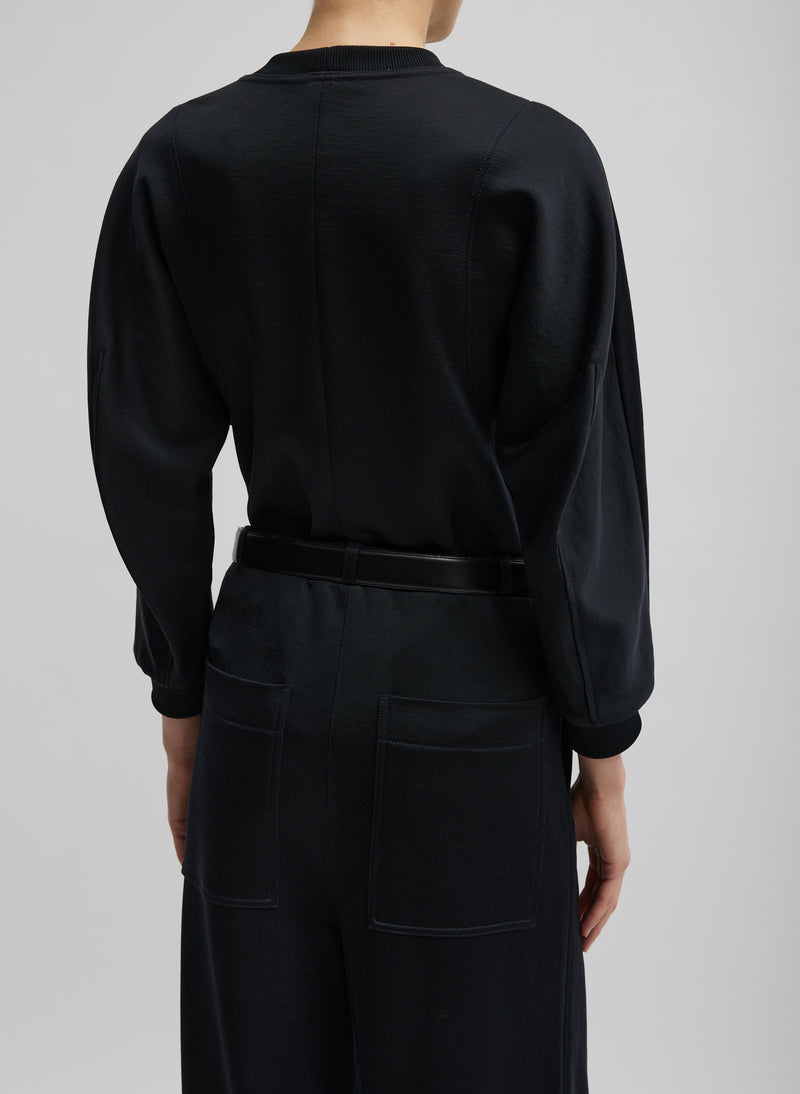 Silk Terry Sculpted Sleeve Slim Sweatshirt Black-6