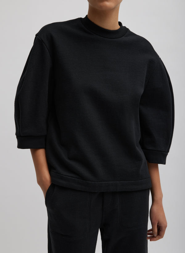 Sculpted Short Sleeve Sweatshirt - Black-1