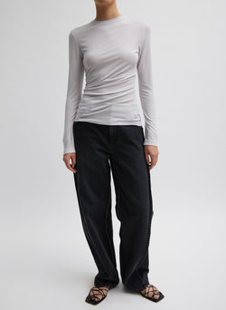 Tencel Knit Twisted Seam Long Sleeve T-Shirt Pearl Grey-4