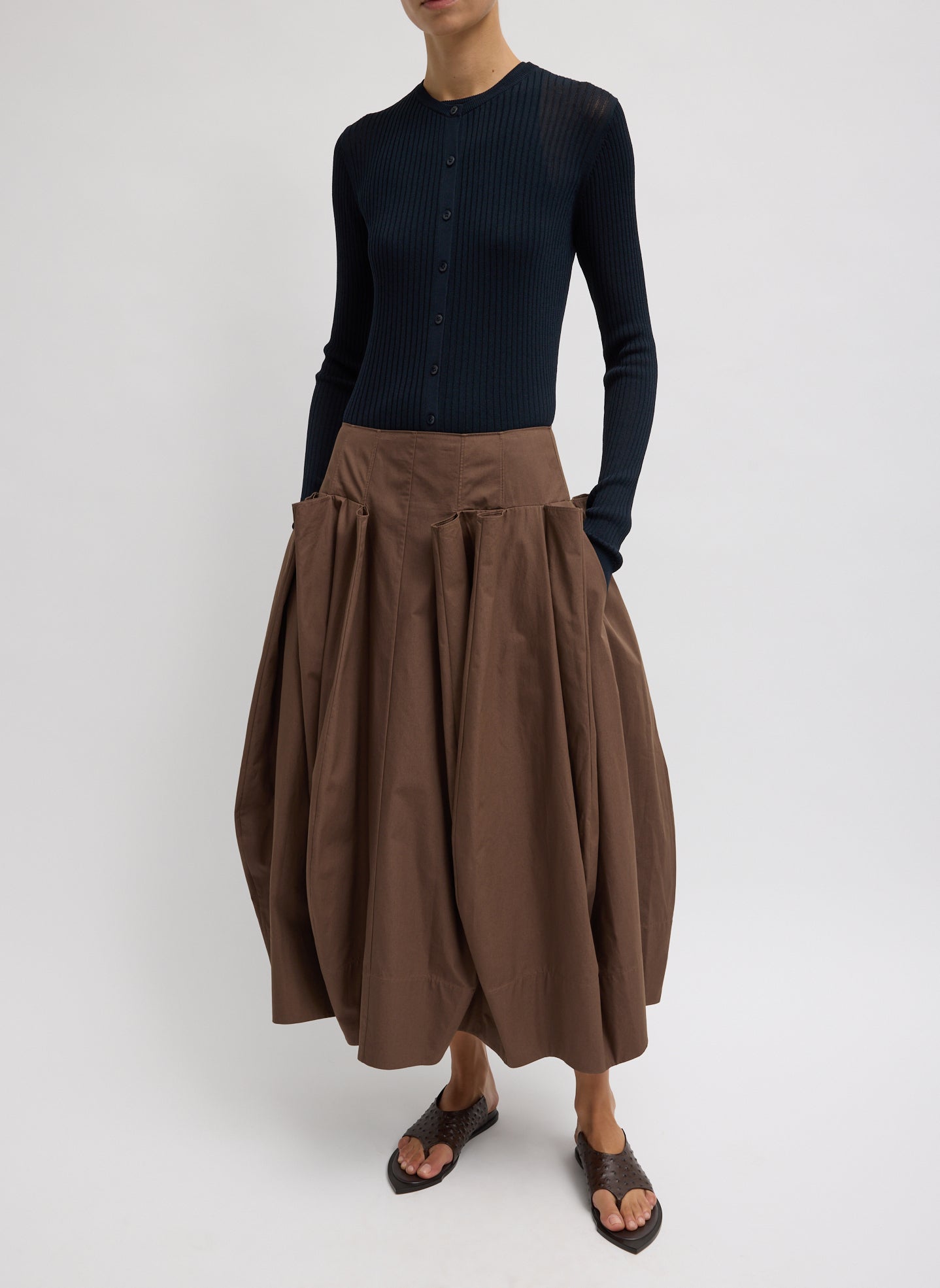 shishikui ☆twistカットソー brown Chiffon Twist Shirt — Dark Brown – La Garçonne
