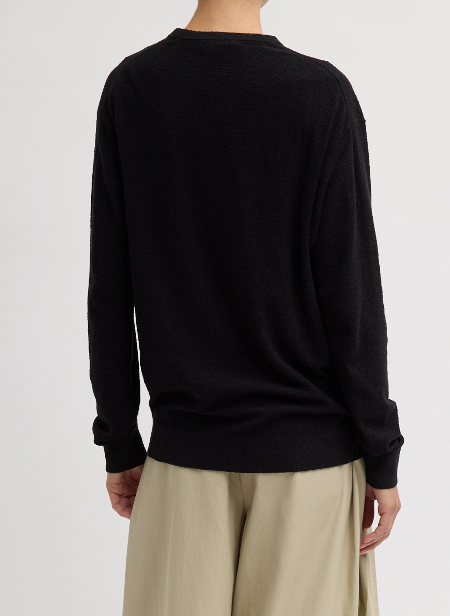 Black Sable Perfect Men's Pullover - long sleeve knit t-shirt, back view on model