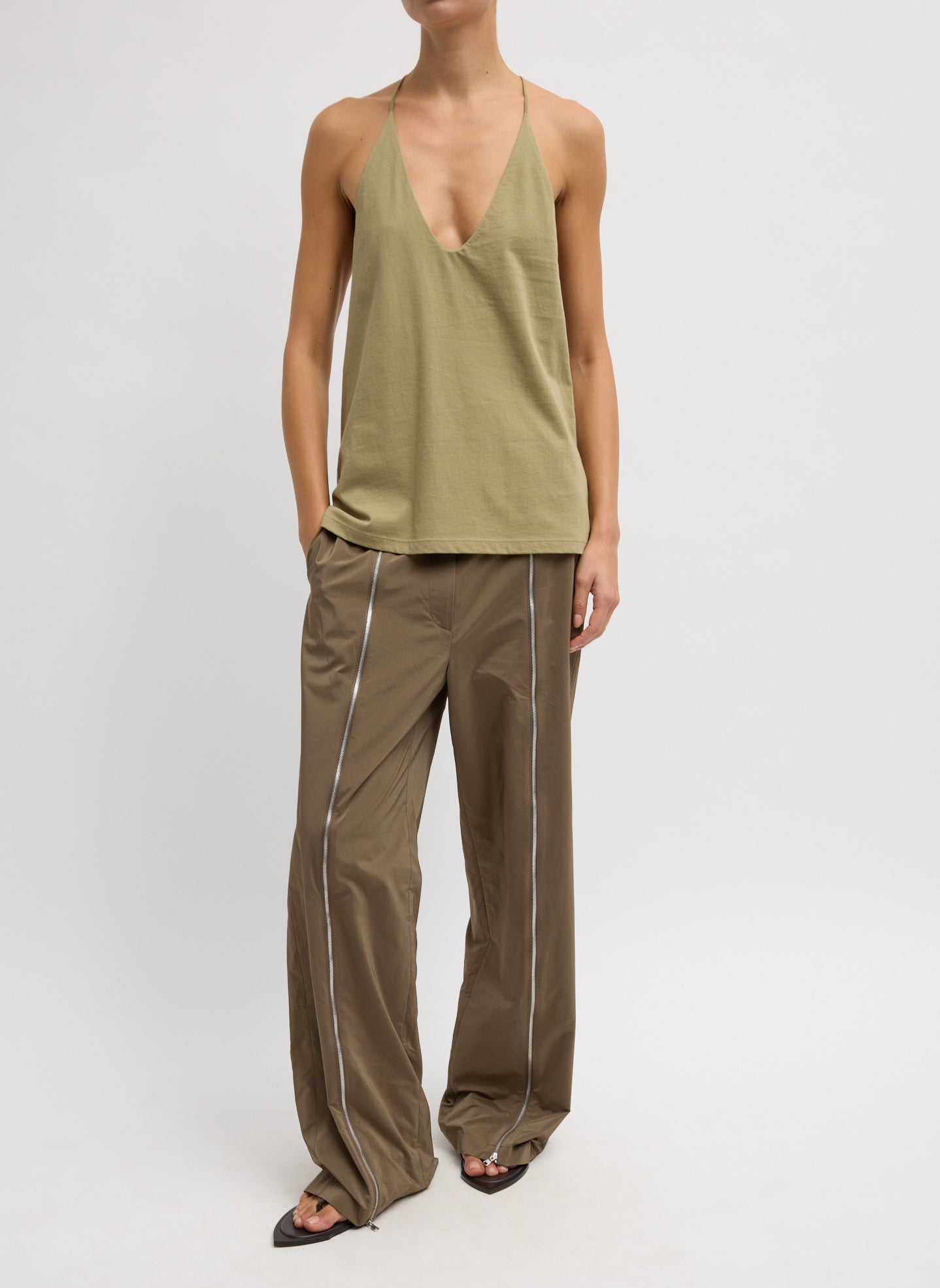 Fennel Racerback Tank Top - full look, front view on model