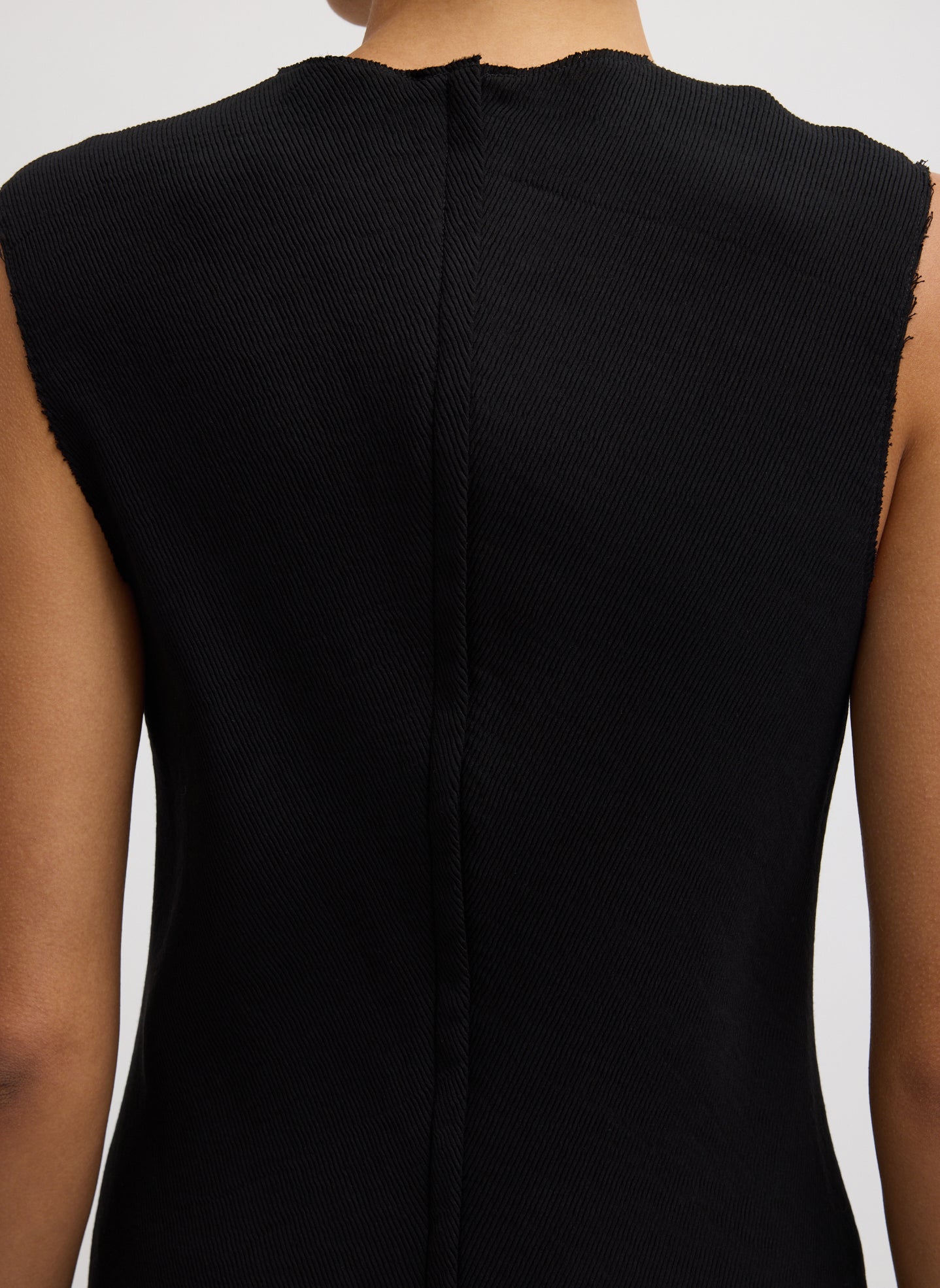 Viscose Plisse Sleeveless Bias Dress - closeup of back detail