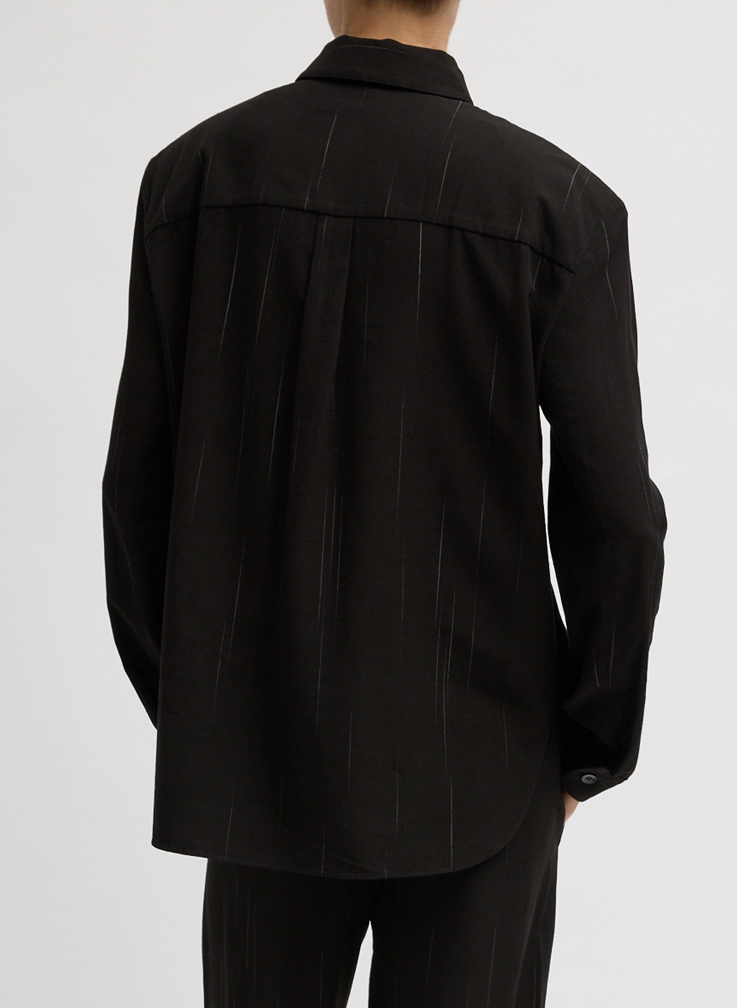 Viscose Suiting Detached Shirt - long sleeve button down, back view on model