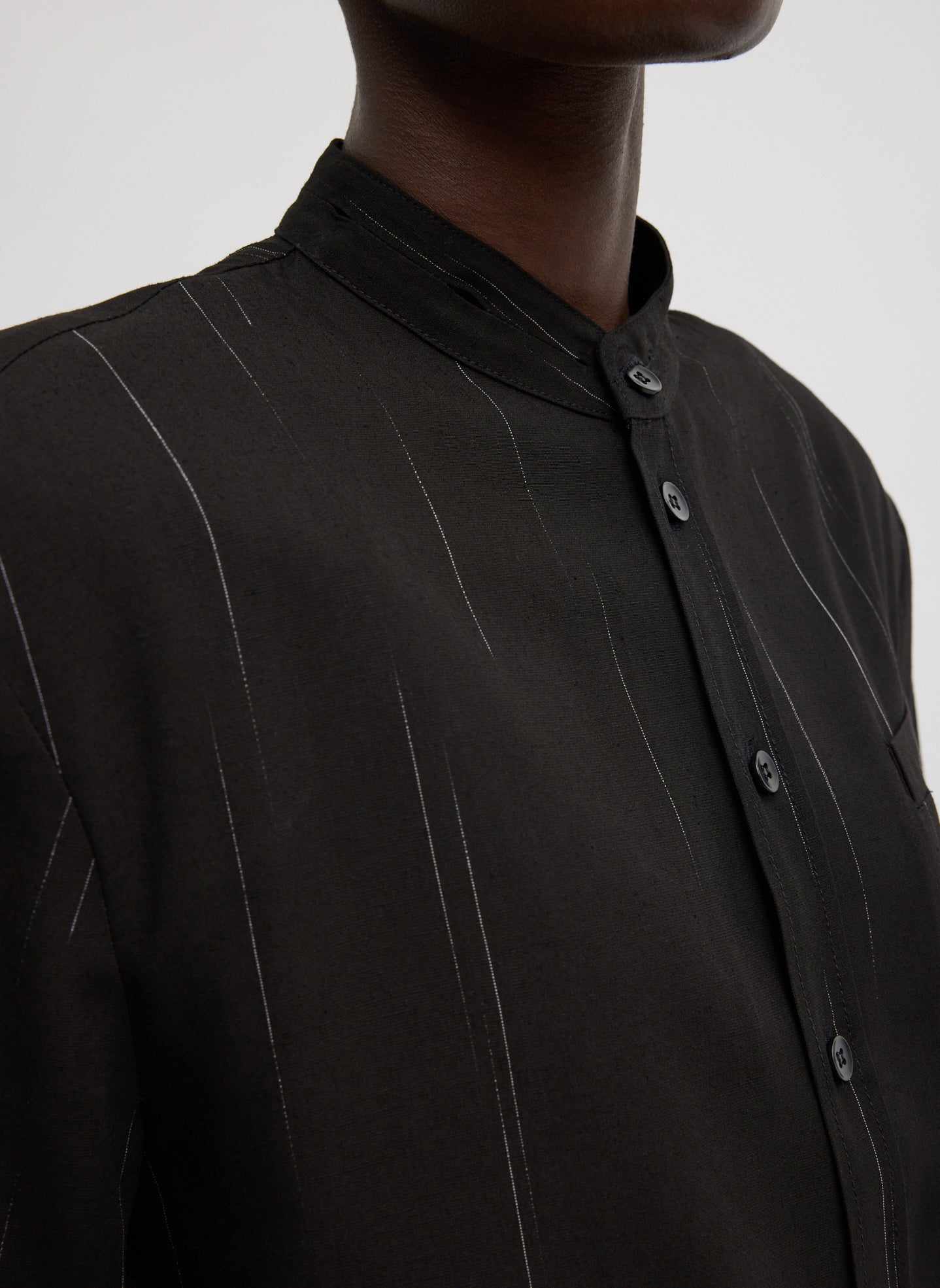 Viscose Suiting Detached Shirt - closeup of detached collar